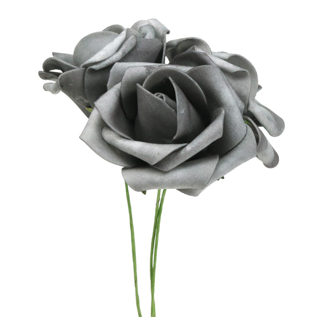 Kunstblume Foam-Rose Ø7,5cm Grau 18 St - Dekorationsblumen für, 18 Stück, Florists Products, Höhe 5 cm