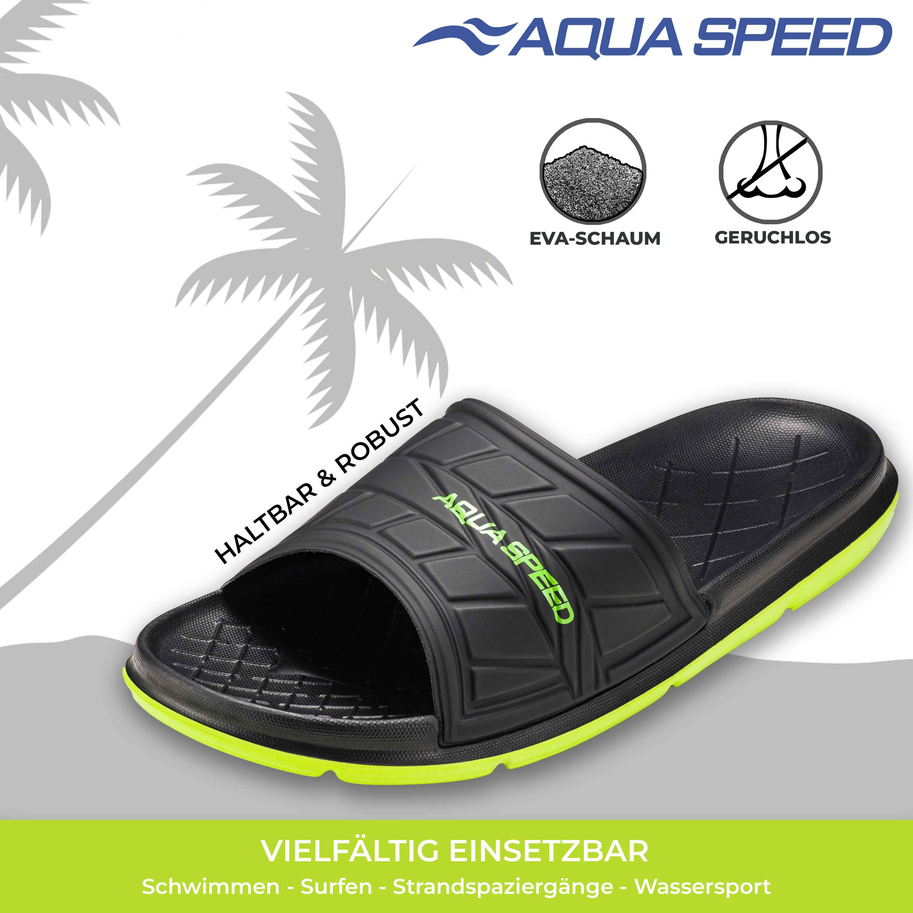 Aqua Speed ASPEN Badelatschen + kl. Fasertuch Duschsandalen Badeschlappen Badepantolette