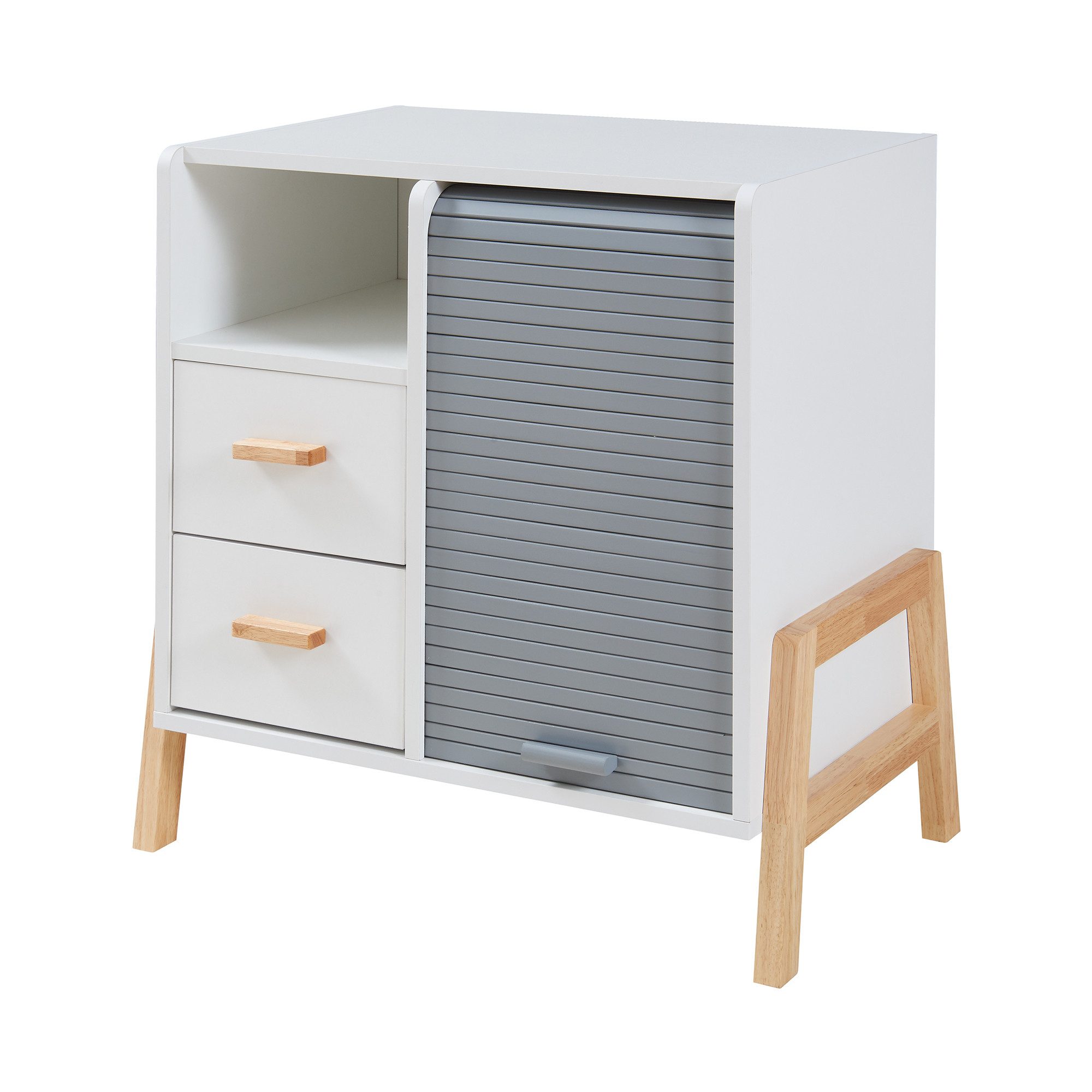 en.casa Kommode, Sideboard »Kvaefjord« 66x60x40 cm mit einer Jalousietür Weiß/Grau