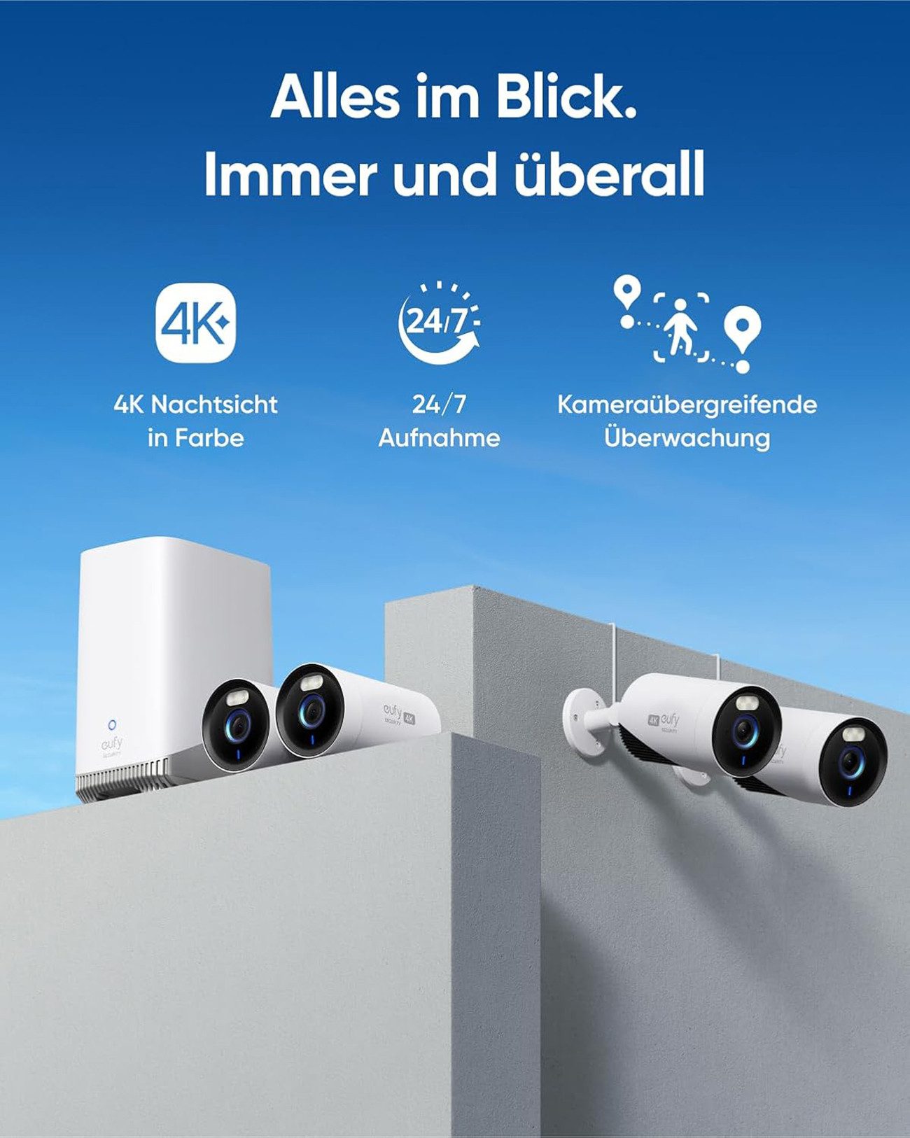 eufy Überwachungskamera Cam E330 (4K Aufnahmen mit 8x Zoom, Nachtsicht in Farbe, 24/7 Aufnahme)