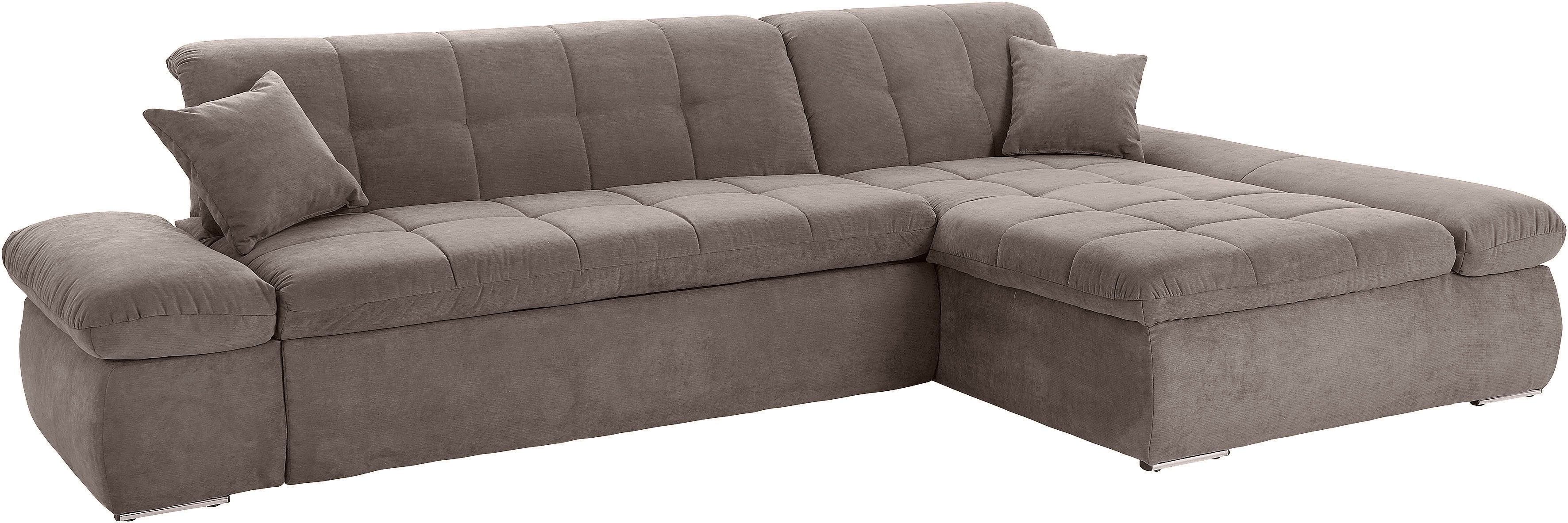 DOMO collection Ecksofa MORIC Massiv! - Belastbar bis 140 kgxSitz, 300x172 cm, XXL-Format, L-Form, Chenilleoptik, taupe