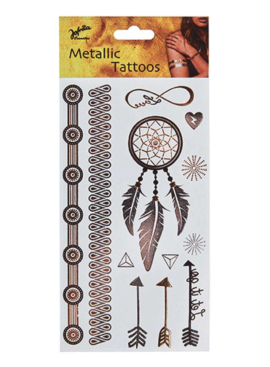 Rubie´s Kostüm Dream Klebetattoo metallic, Metallisch glänzende Kleber für die Haut