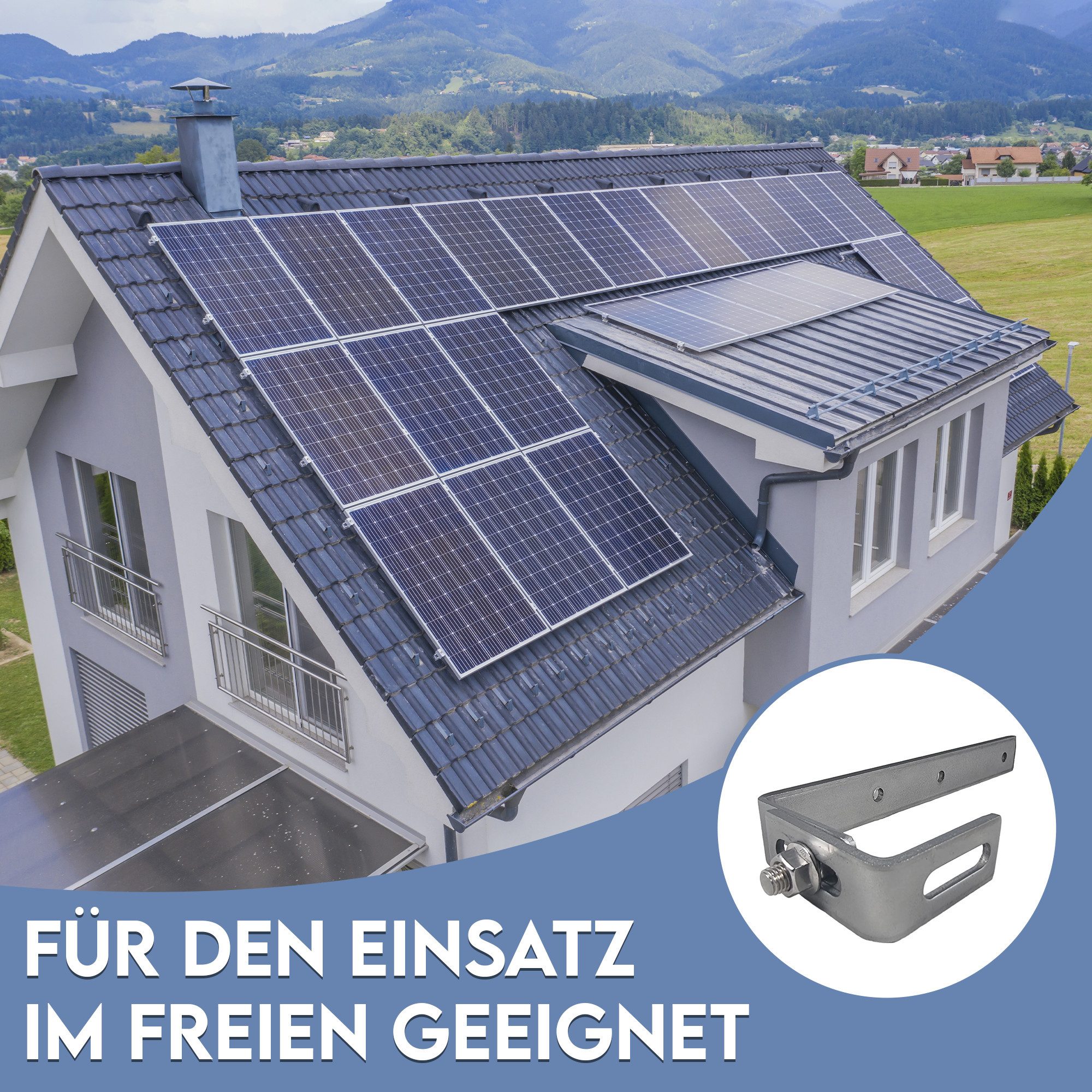 SolX Klapphaken SolX Balkongeländerhalterung eckig für Solarmodule PV-Anlagen, Paneele, PV, Made in EU