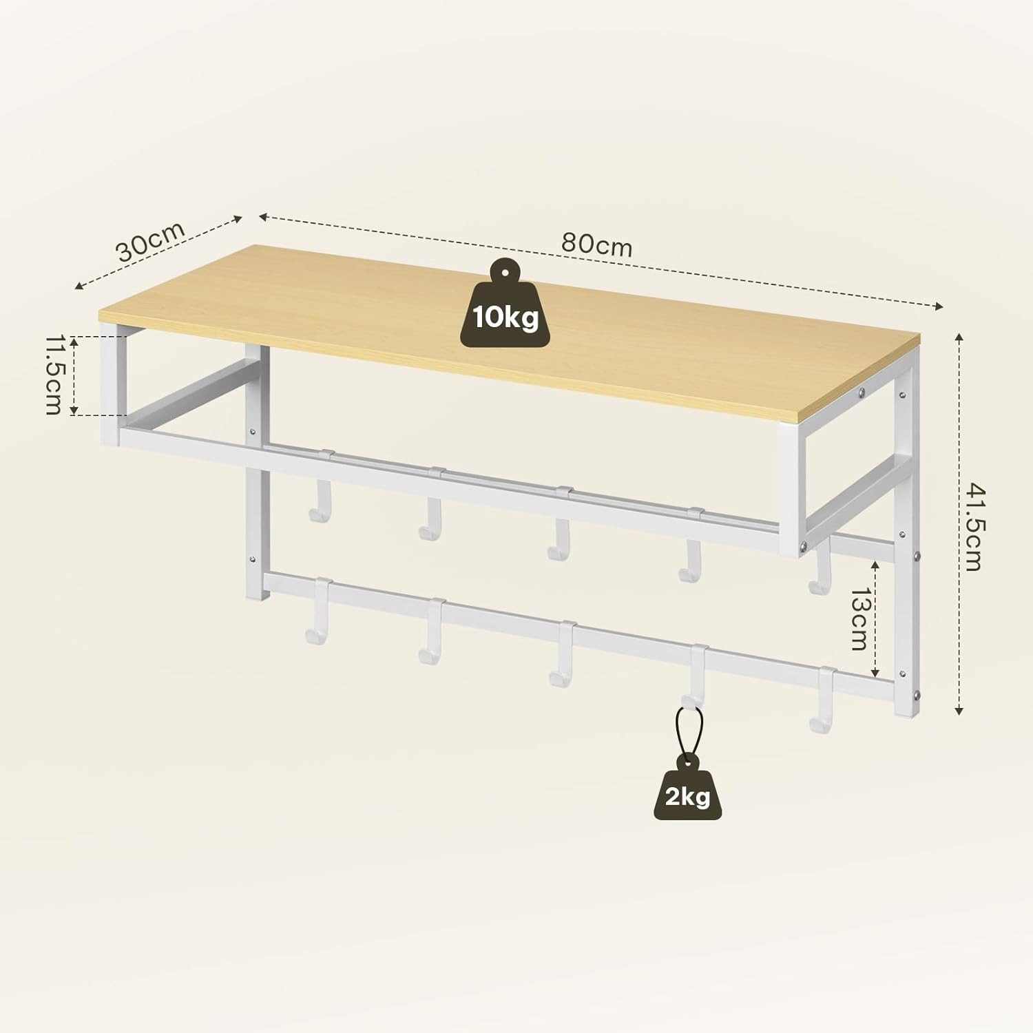 EUGAD Wandgarderobe (1 St), mit Ablage 10 Haken, 80x41x30 cm günstig online kaufen