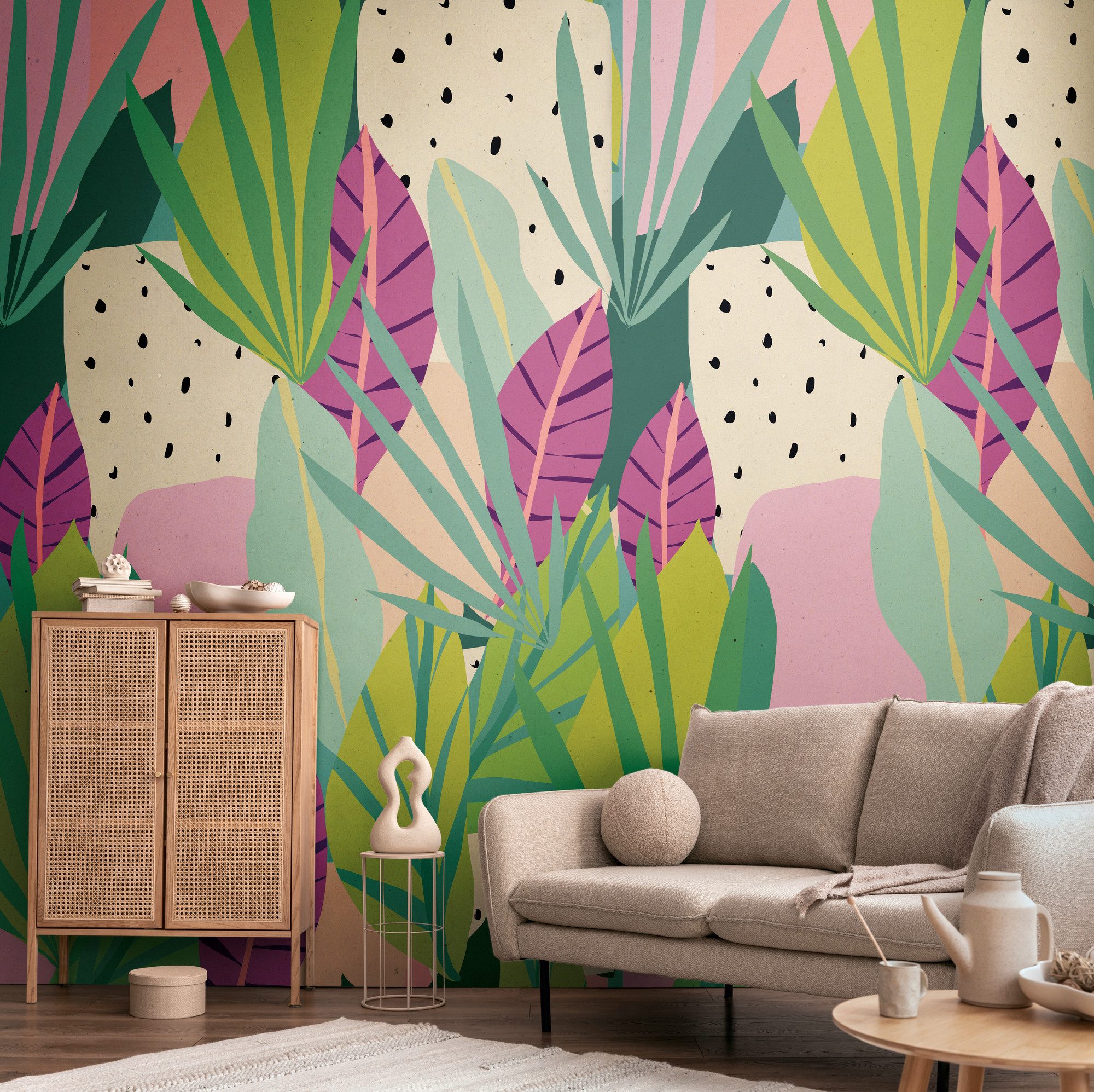 living walls Vliestapete Karierte Tapete Wasserfarben Bunt & kreativ Vlies, glatt, matt, (1 St)