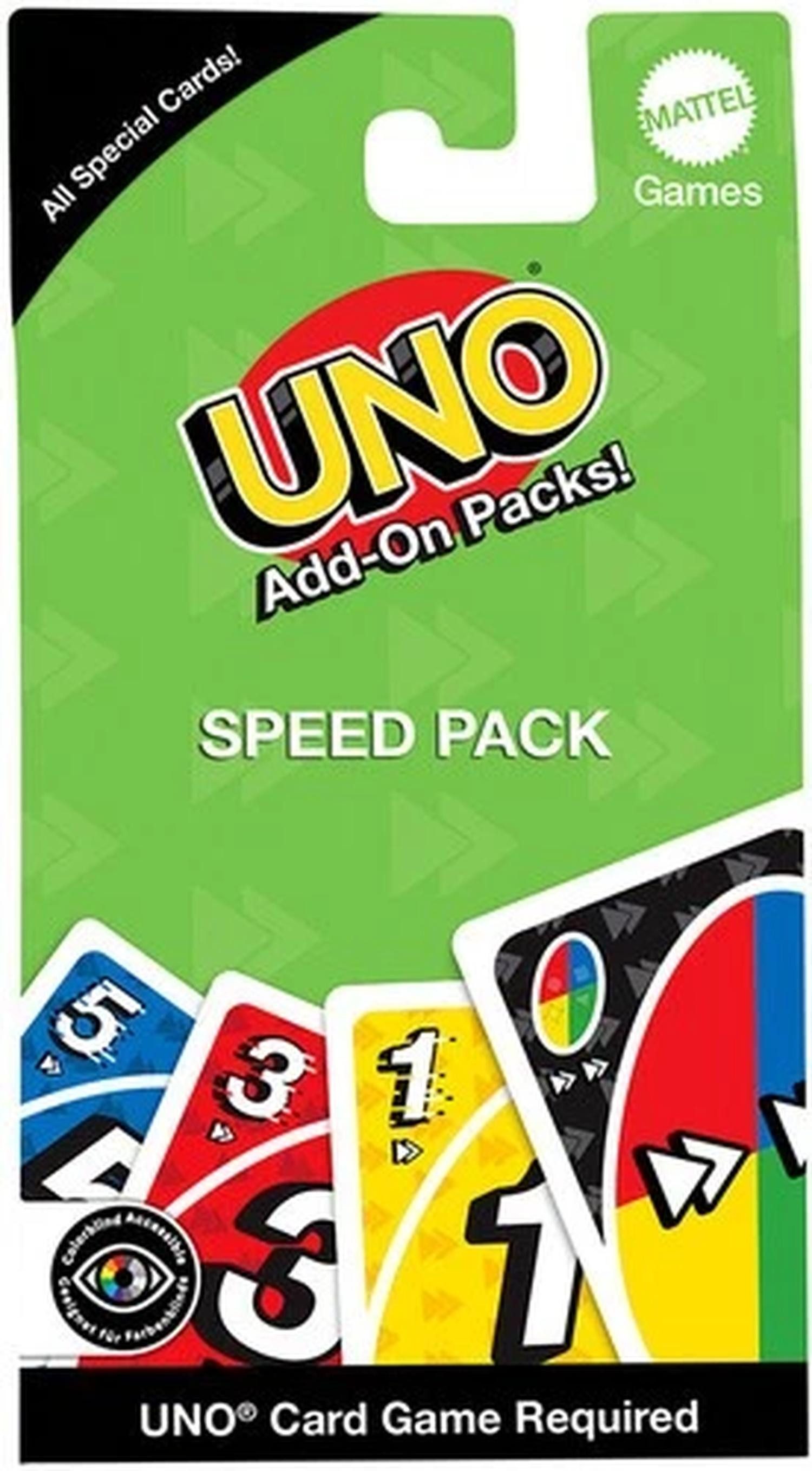 Mattel® Spiel UNO Erweiterung Tempo-Set Aktionskarten ab 7 Jahren