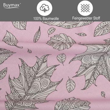 Bettwäsche, Buymax, Renforcé, 2 teilig, 100% Baumwolle Renforce Kissenbezug 80x80 cm mit Reißverschluss Blätter Äste, Altrosa Grau