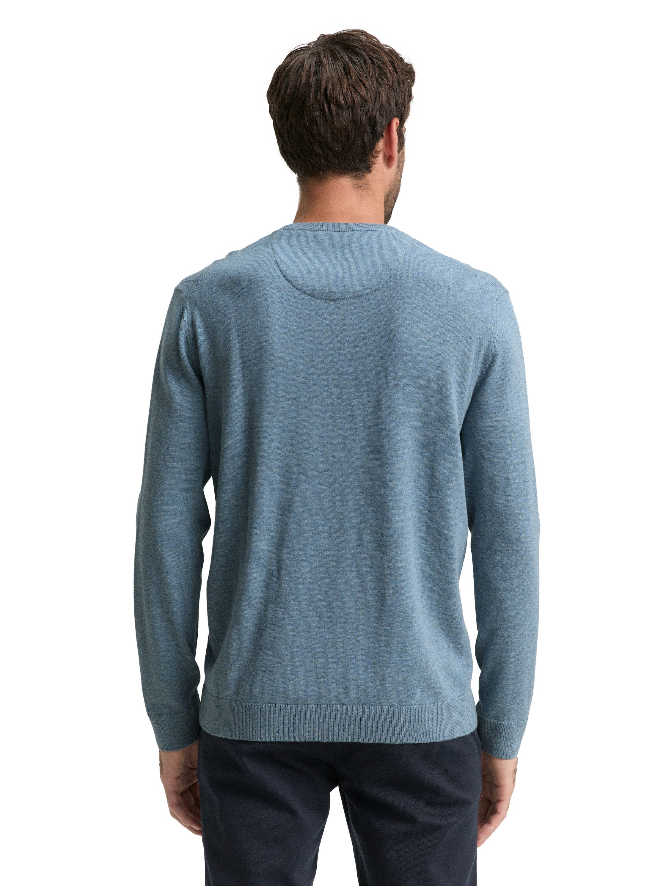 TOM TAILOR V-Ausschnitt-Pullover mit kleiner Logo-Stickerei günstig online kaufen