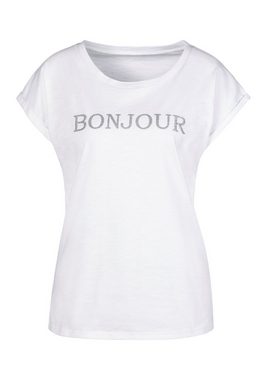 Vivance T-Shirt mit modischem Frontdruck "Bonjour"