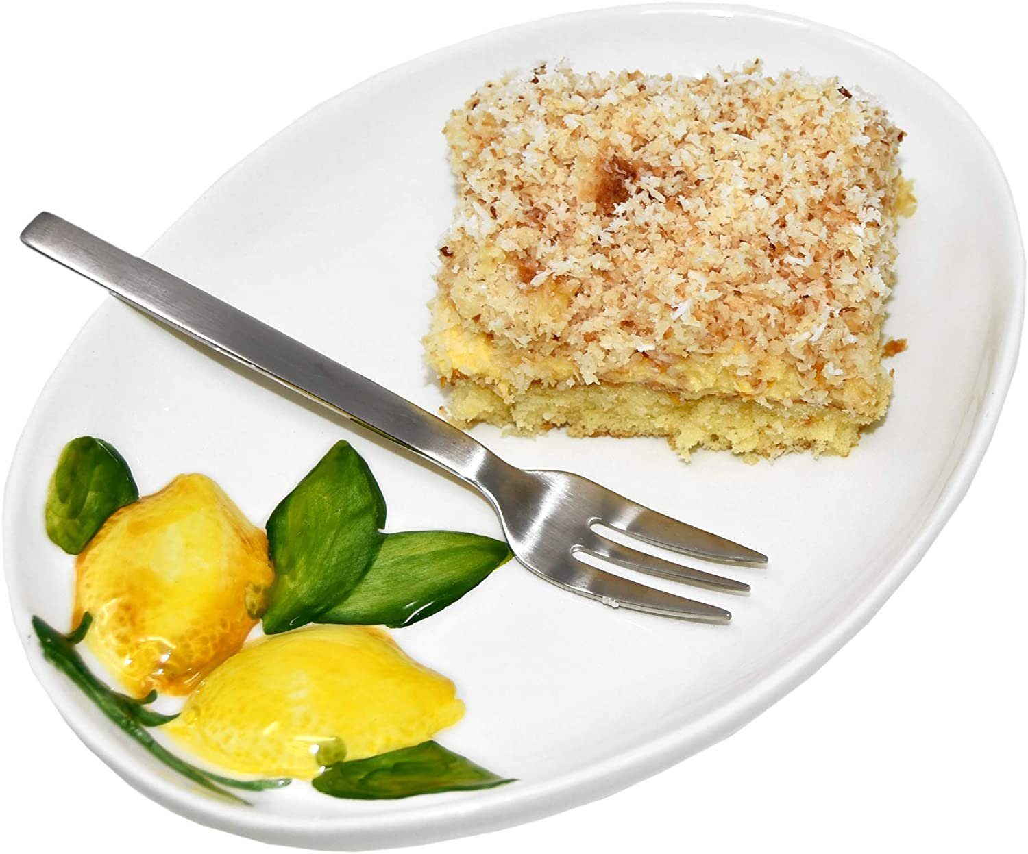 Lashuma Servierplatte Zitrone, Keramik, (1-tlg., 21 x 16 cm), Speiseteller für Kuchen oder Fleisch mit Zitronen Dekor