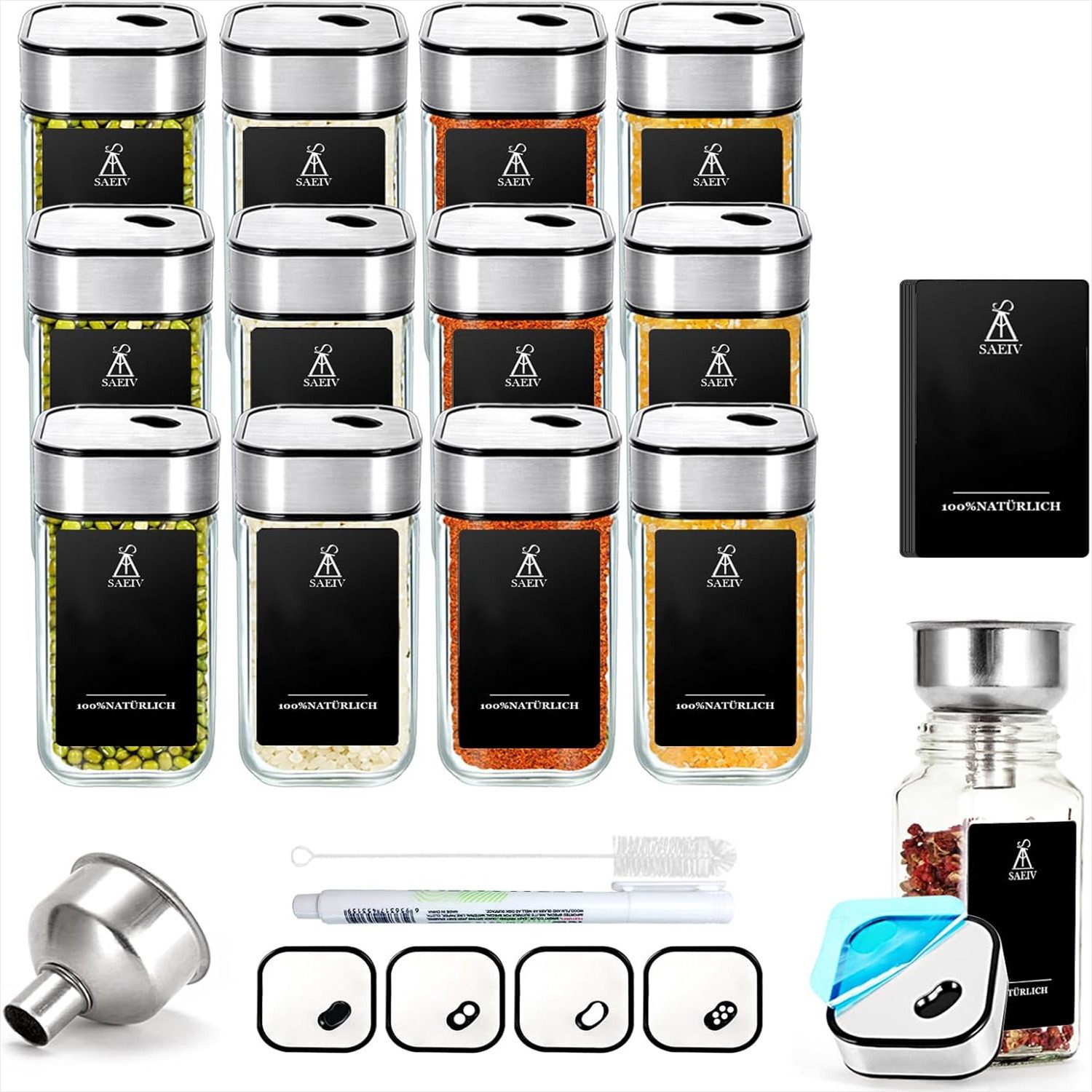 KingLux Gewürzbehälter 12Stk.Glas Gewürzdosen 120ml, 360° günstig online kaufen