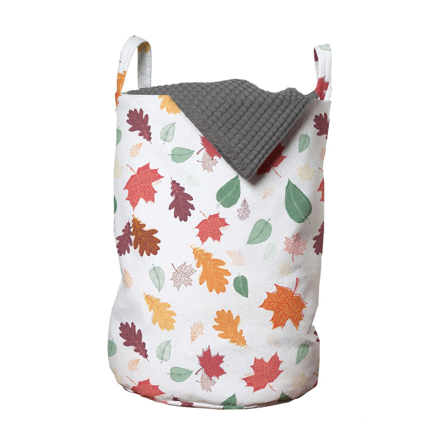 Wäschesäckchen mit Kordelzugverschluss Wäschekorb Vibes Autumn Pattern Abakuhaus Griffen Herbstlaub für Waschsalons,