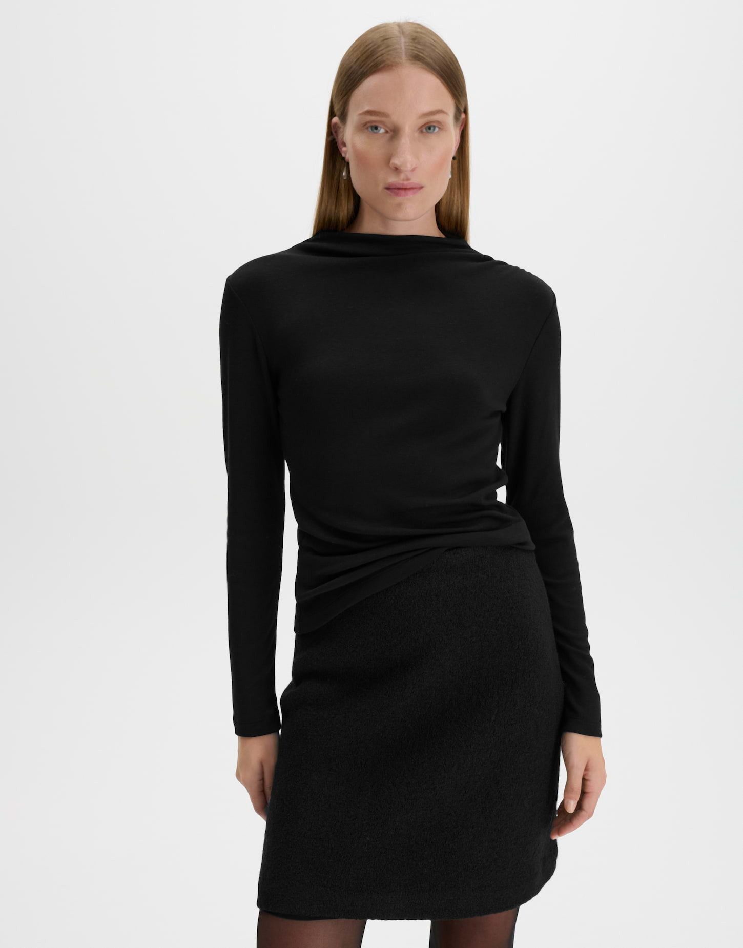 someday Longsleeve Klace aus weichem Jersey Schmaler Schnitt mit Funnel Neck und feiner Schulterraffung