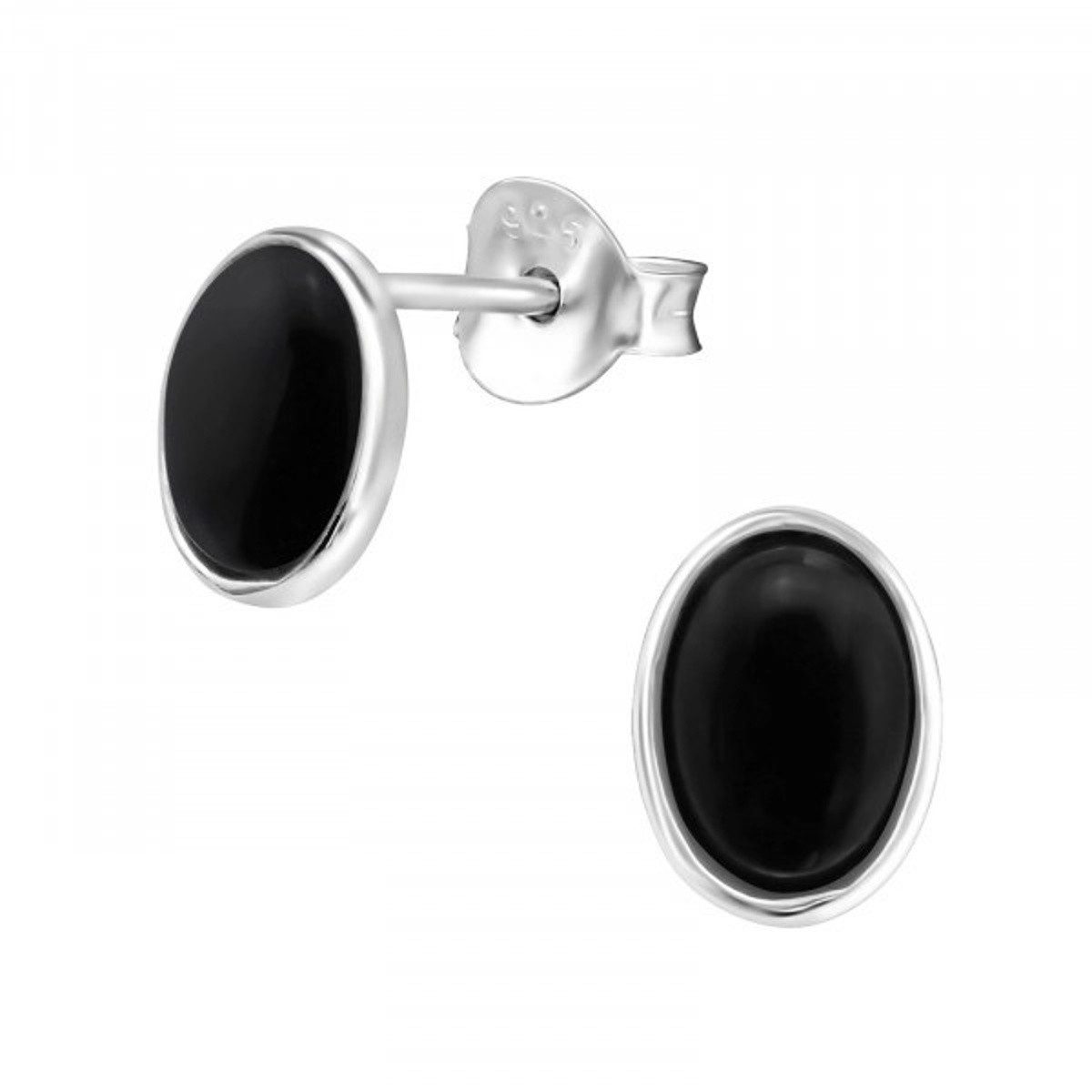 Paar Ohrstecker MUSCHELPERLMUTT oval schwarz, 2-tlg.