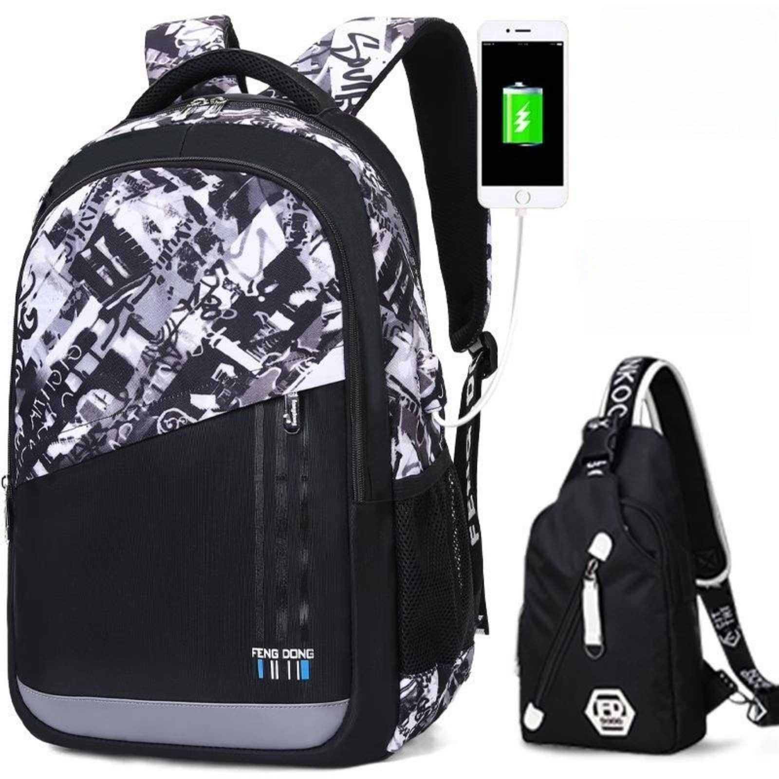 ibettertec Schulrucksack Schulrucksack, Schulranzen, Rucksack für Schule, Kinder Schulrucksäcke (ungen Schulrucksack Mädchen Teenager Jugendliche Coole Schule, Daypacks Kinder Schultasche Outdoor Camping Groß Schulranzen), Wasserdicht Ranzen Schultertaschen Set,2-teiliges