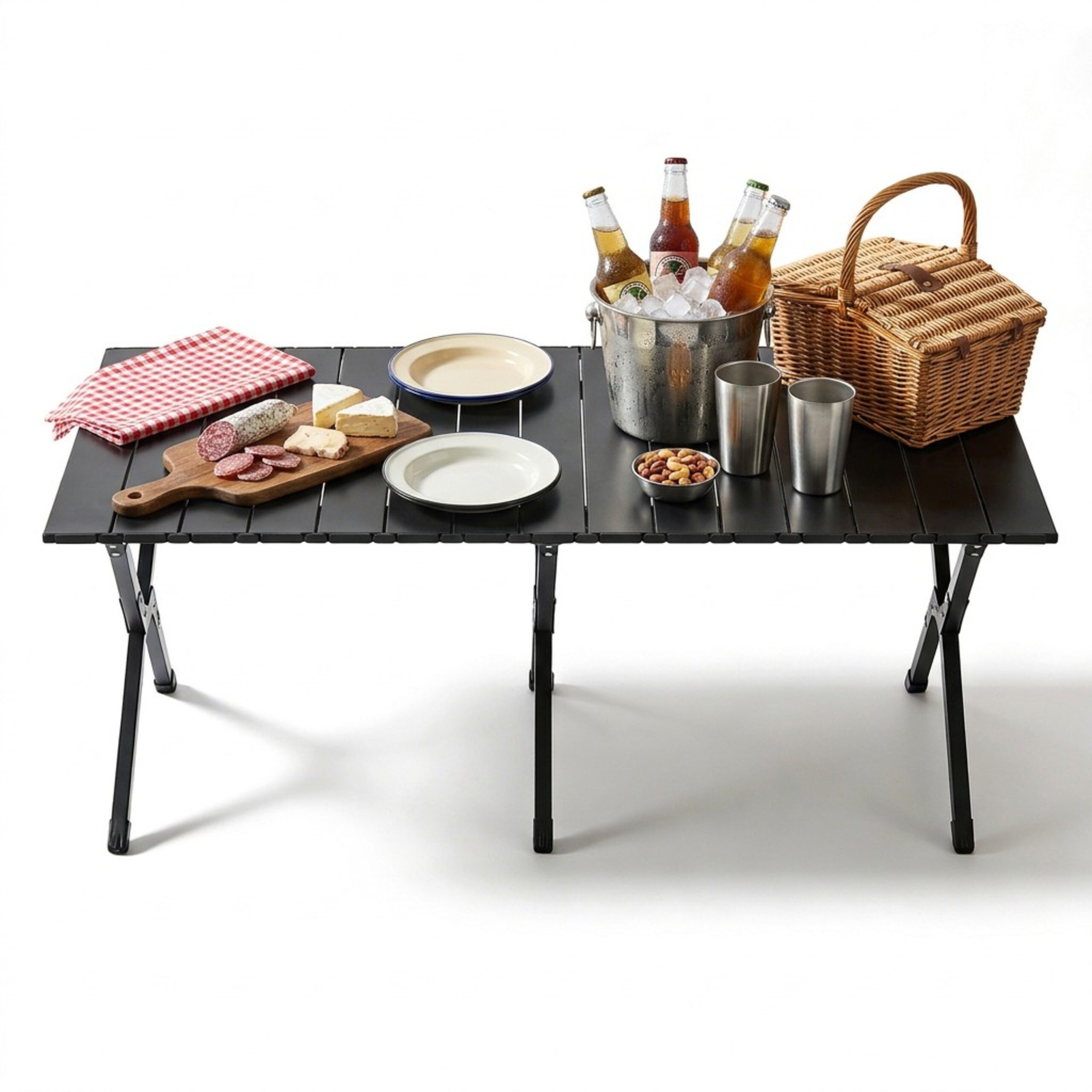 relaxdays Campingtisch klappbar (1-St), schwarz, 120x60 cm