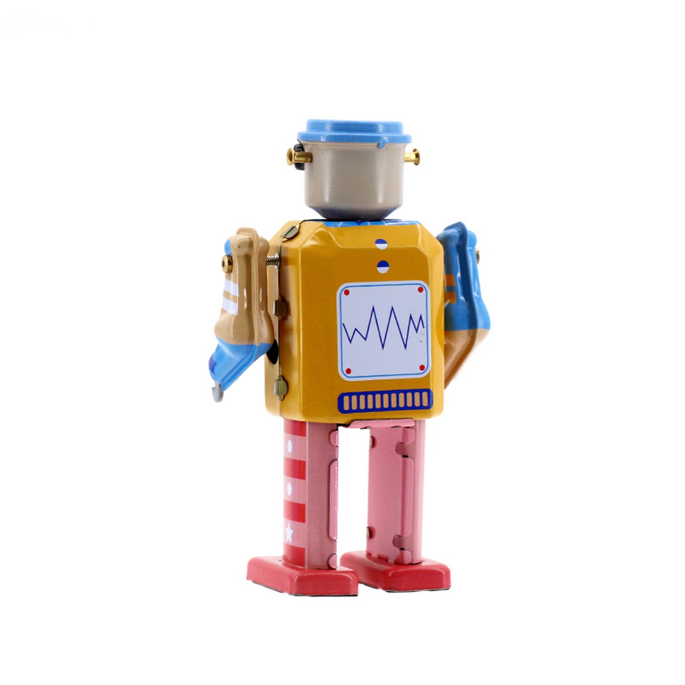 Mr & Mrs Tin Dekofigur Mr&Mrs Tin - Electro Bot Blechroboter Gehfunktion Deko-Objekt -14x8cm (mit Aufziehmotor), Sammlerfigur