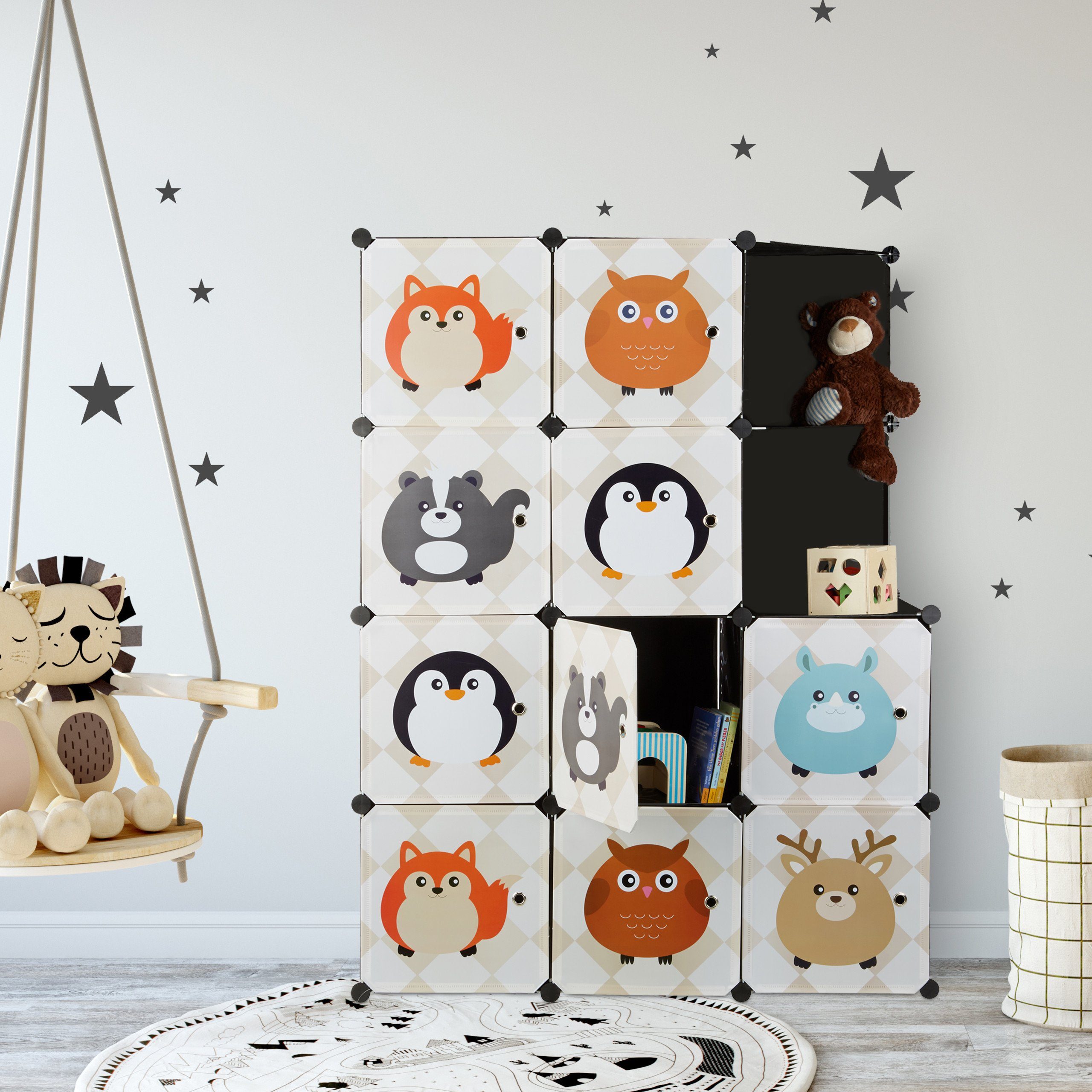 relaxdays Steckregal Kinderzimmer mit Tiermotive günstig online kaufen