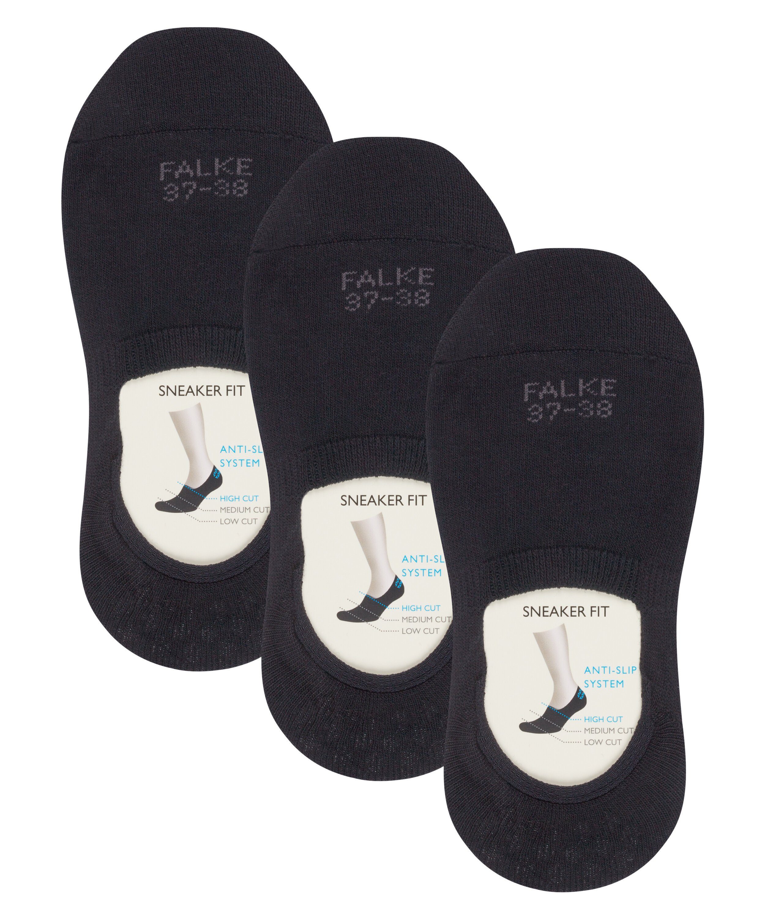 FALKE Füßlinge Step 3-Pack mit black Anti-Slip-System (3009)