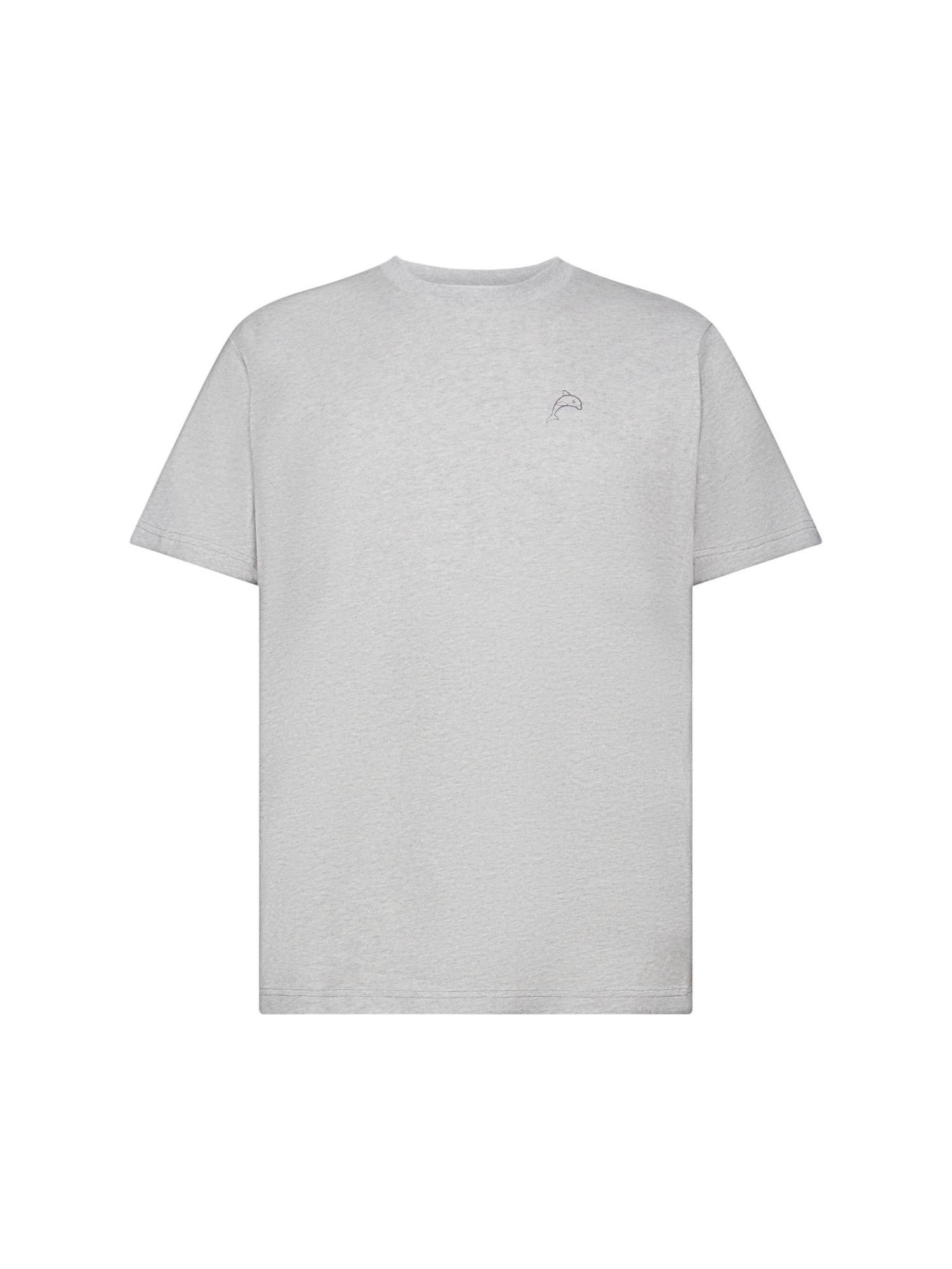 Esprit T-Shirt Baumwoll-T-Shirt mit Delfinprint (1-tlg) LIGHT GREY
