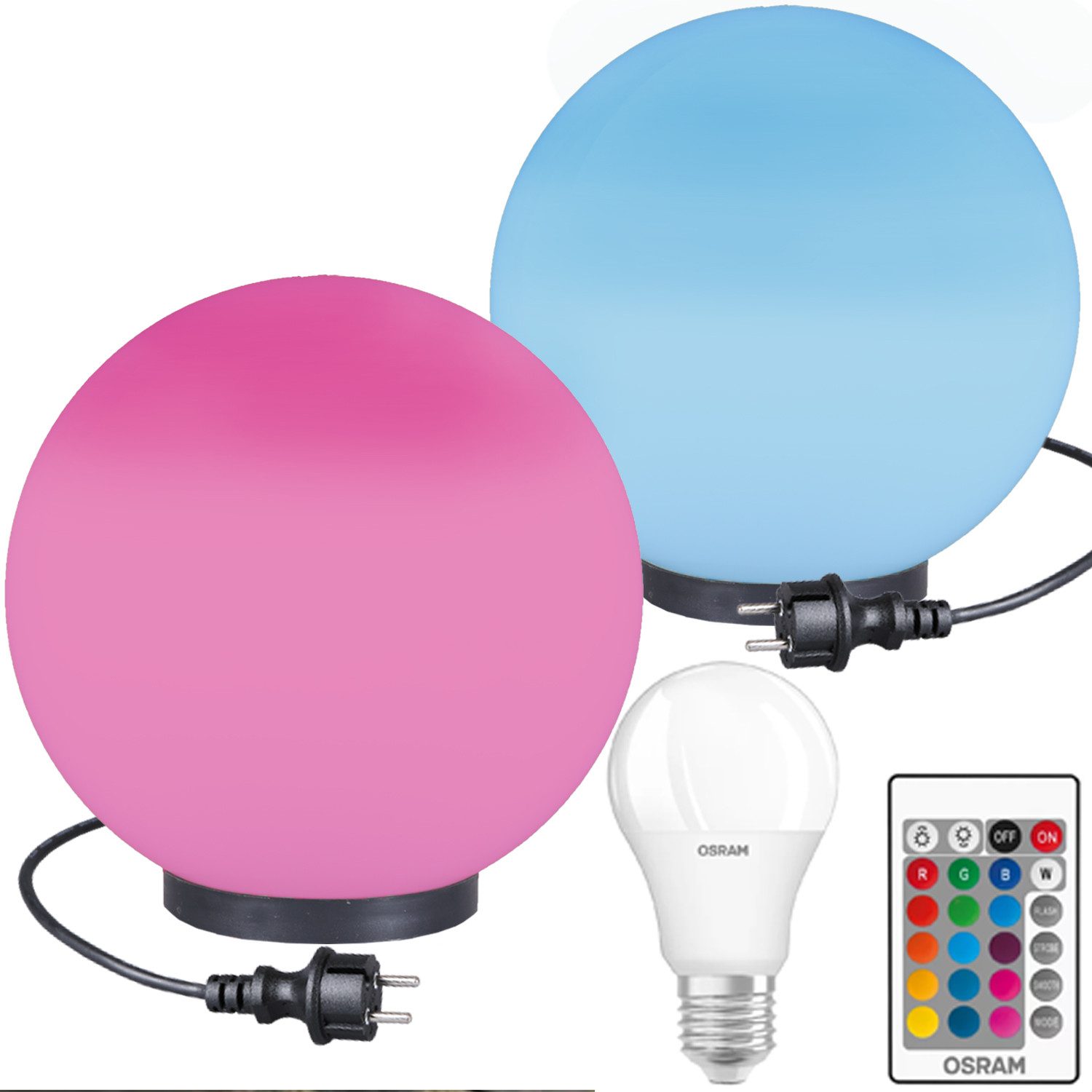 Home4Living Kugelleuchte RGB Kugellampen 2er Set Ø 40/40cm Außenleuchte LED Lampe, inkl. Leuchtmittel, Dekorativ