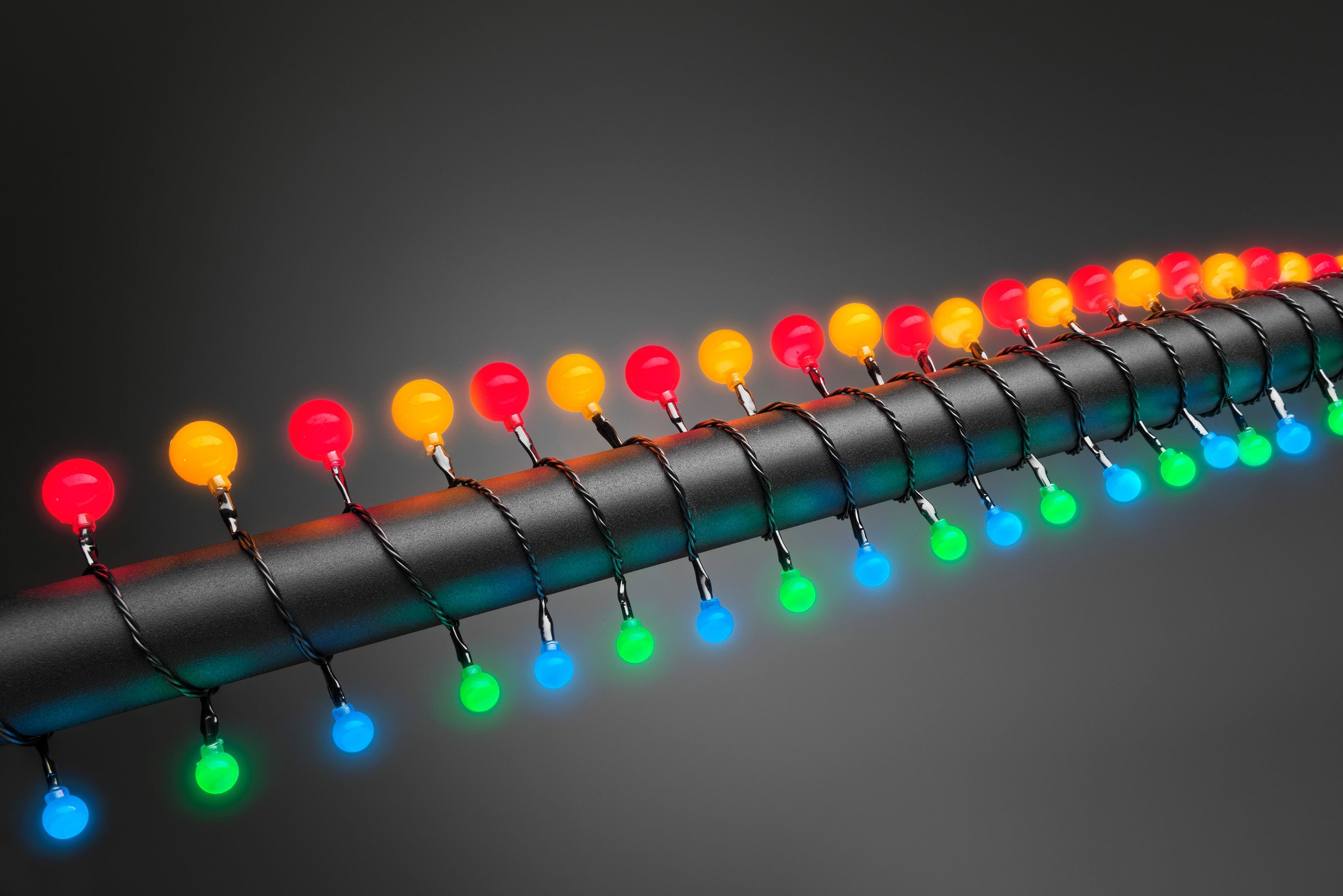 KONSTSMIDE LED-Lichterkette, 80-flammig, LED Globelichterkette, kleine & große runde Dioden, 80 bunte Dioden