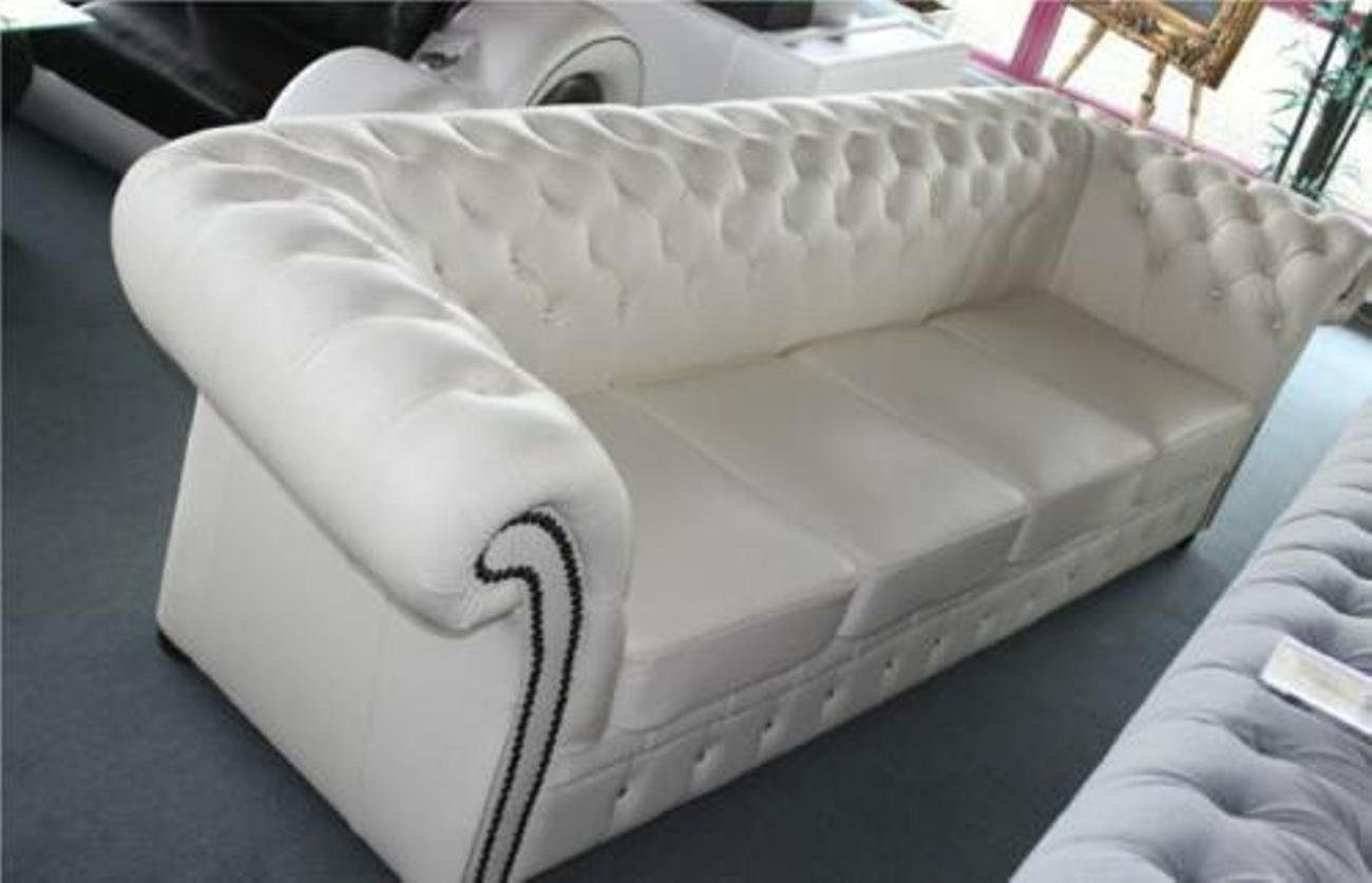 Vollleder Sofa Chesterfield Luxus mit Couch JVmoebel 4-Sitzer Kristallsteinen