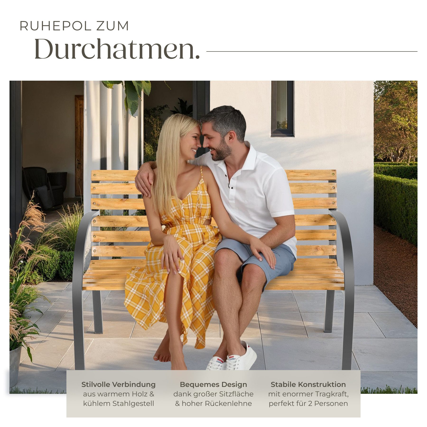 tectake Gartenbank Michaela (Einzelartikel, 1 St), Einfache Montage bei vielseitiger In- & Outdoor Nutzung