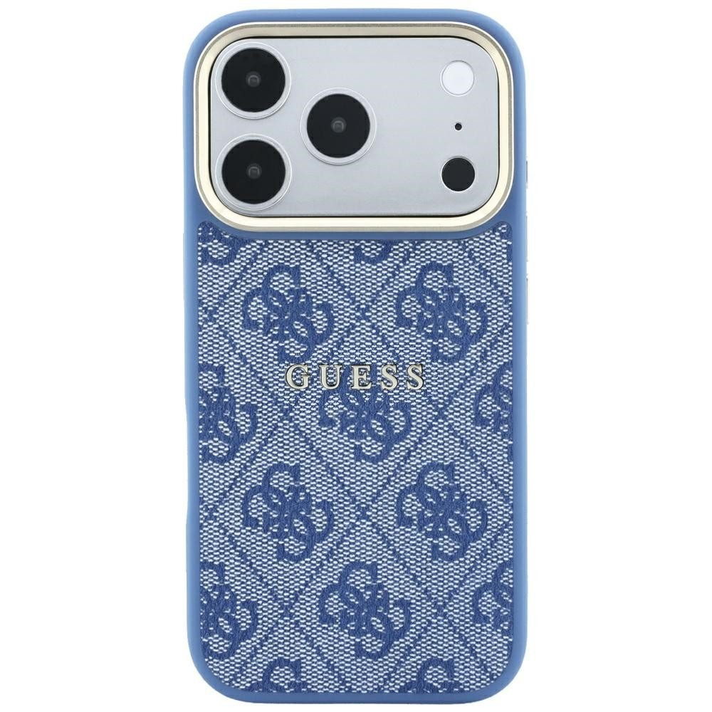 Guess Smartphone-Hülle Embossed 4G Classic kompatibel mit iPhone 18 Pro, 17 Pro Blau 6,3 Zoll, kabelloses Laden