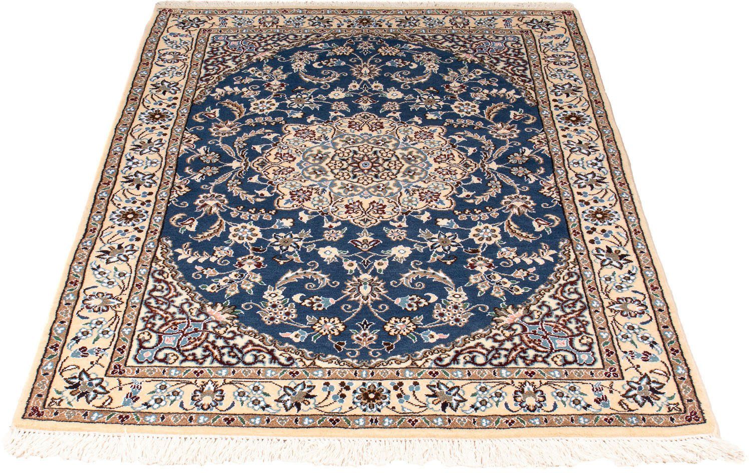 Orientteppich Perser - Nain - Royal - 148 x 100 cm - dunkelblau, morgenland, rechteckig, Höhe: 10 mm, Wohnzimmer, Handgeknüpft, Einzelstück mit Zertifikat