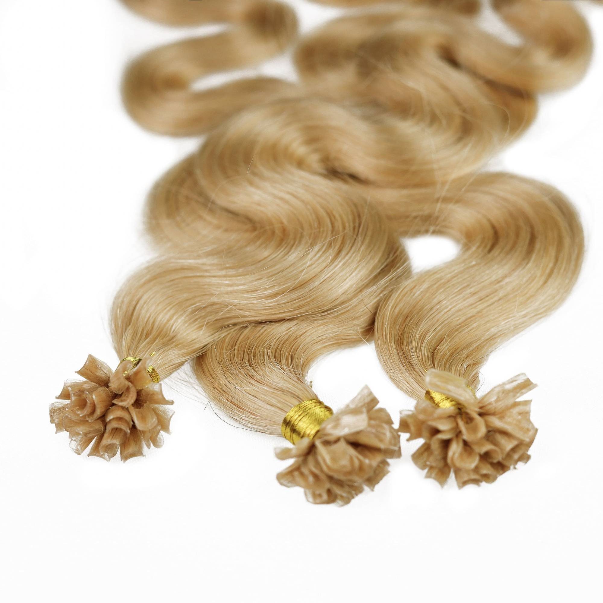 hair2heart Echthaar-Extension Bonding Extensions gewellt #9/31 Lichtblond Gold-Asch 0.5g 40cm