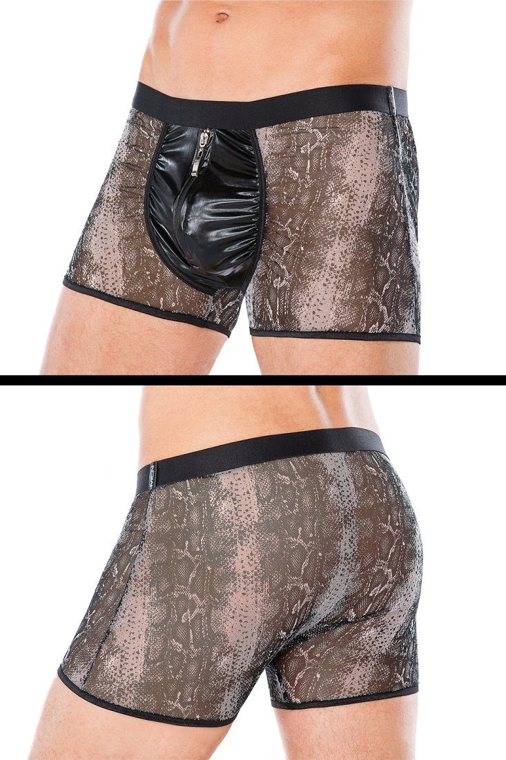 Andalea Boxershorts mit vorderem Reißverschluss, Unterwäsche Snake-Look Wetlook