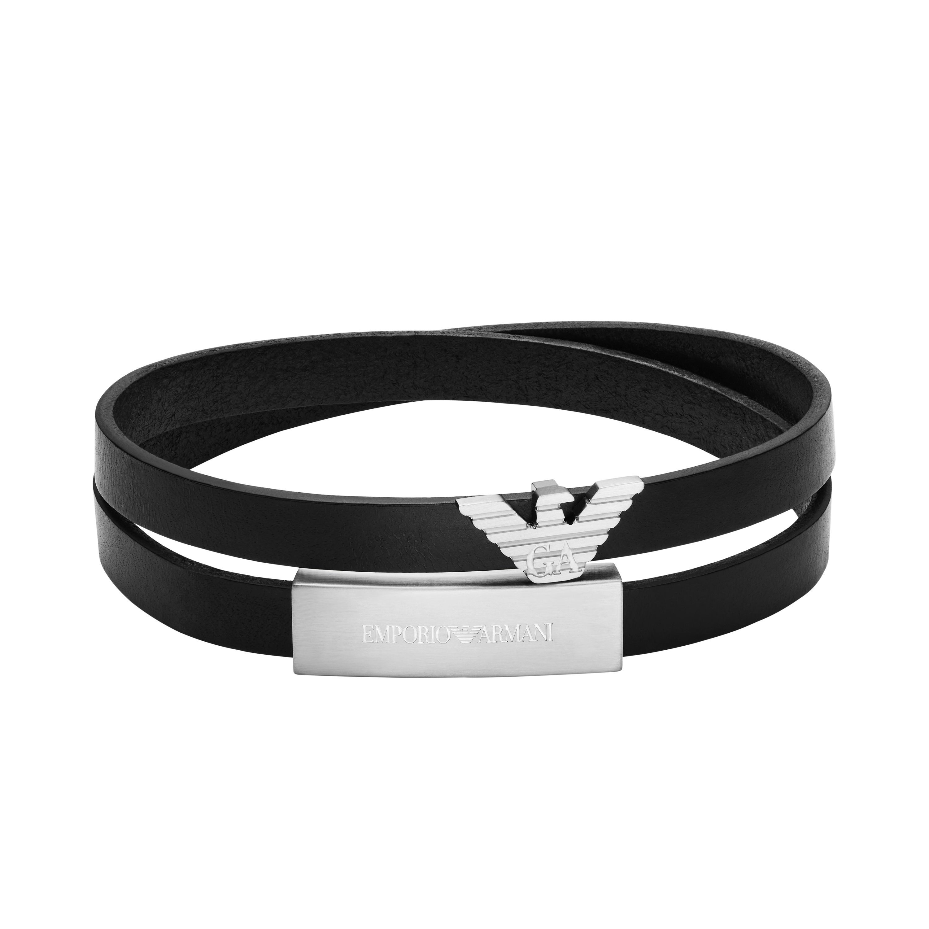 Emporio Armani Wickelarmband Schmuck Geschenk Edelstahl, Leder