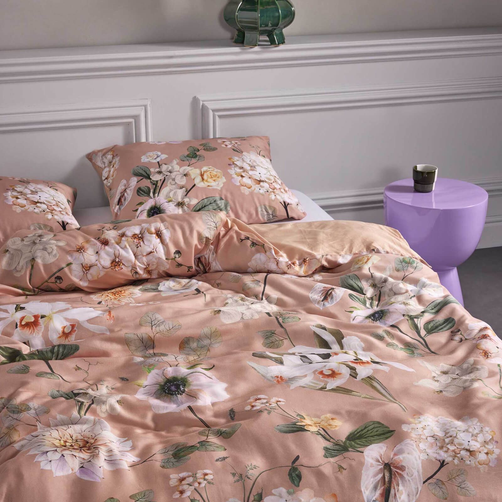 Essenza Bettwäsche Noe Dusty Pink, Satin, 2 teilig, Rosen, Orchideen – Bild 5 von 5