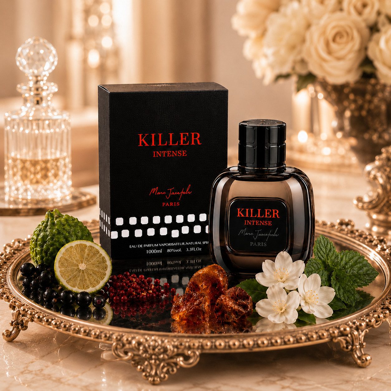 Marc Joseph Paris Eau de Parfum KILLER INTENSE PARIS Luxus Herrenduft; Frisch, Ledrig, Warm, e100 ml, Hergestellt in Paris, Sehr Langanhaltend, Schöne Geschenkverpackung