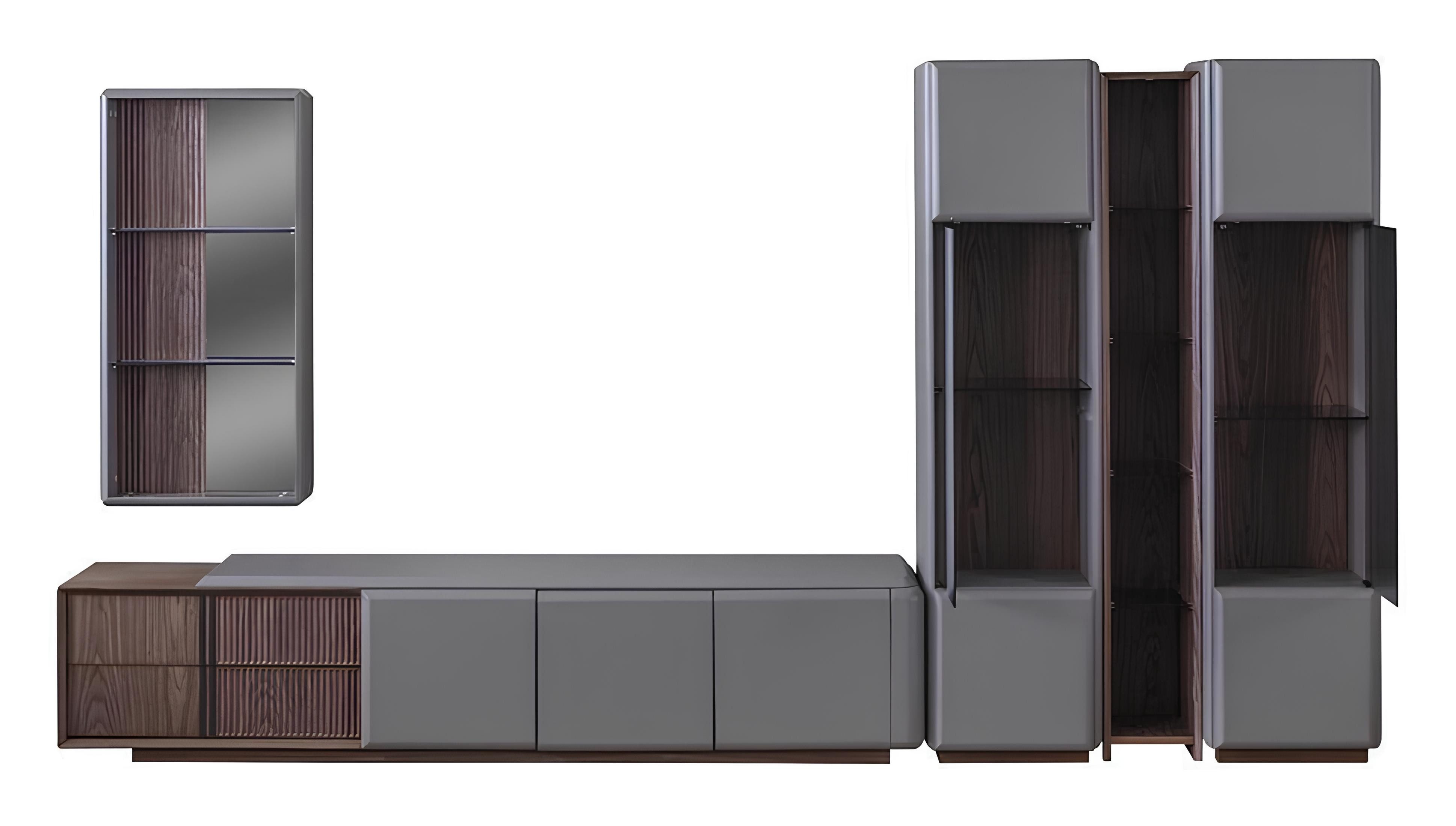 Xlmoebel Wohnwand Stilvolles Wohnzimmermöbel-Set in hochwertiger Verarbeitung, (4tlg.Wohnzimmer Set (TV-Schrank+2x Vitrine+Wandregal) EAN : 406728259), Hergestellt in Europa