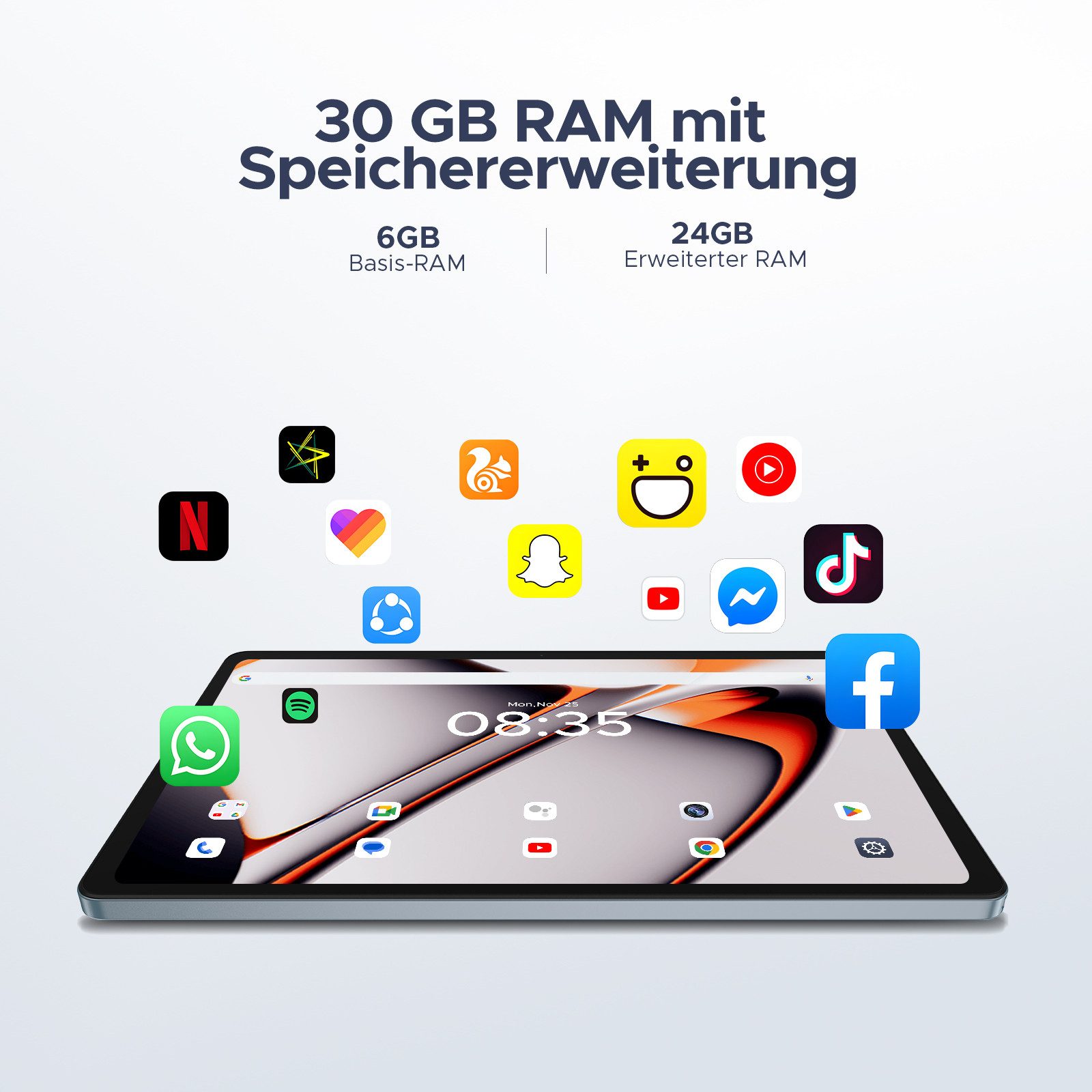 DOOGEE U11 Pro Android 15 Tablet mit Tastatur, Stift, Maus, Hülle, 11 Zoll Tablet (11", 256 GB, Android 15, WIFI, 13MP+5MP, 5G WiFi/Widevine L1/ GPS/Face ID/OTG)