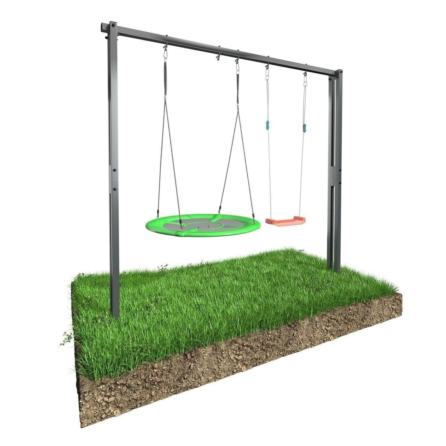 QLS Doppelschaukel Schaukelgestell 8354, (für Schaukel Hängematte Nestschaukel Kinder, Outdoor), Gerüst Nestschaukelgestell aus Stahl 260 cm