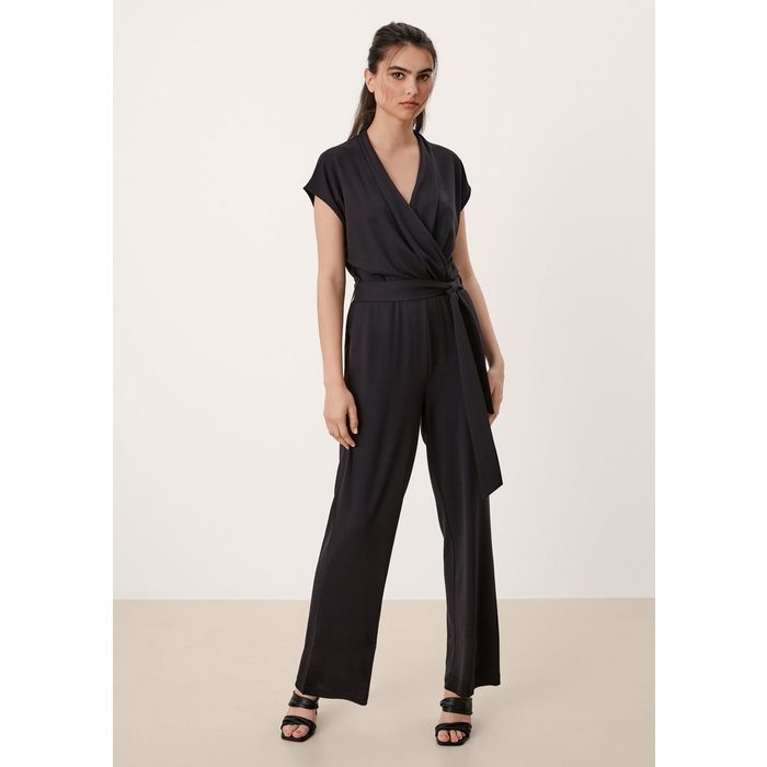s.Oliver BLACK LABEL Overall Jumpsuit mit Wickelfront Raffung