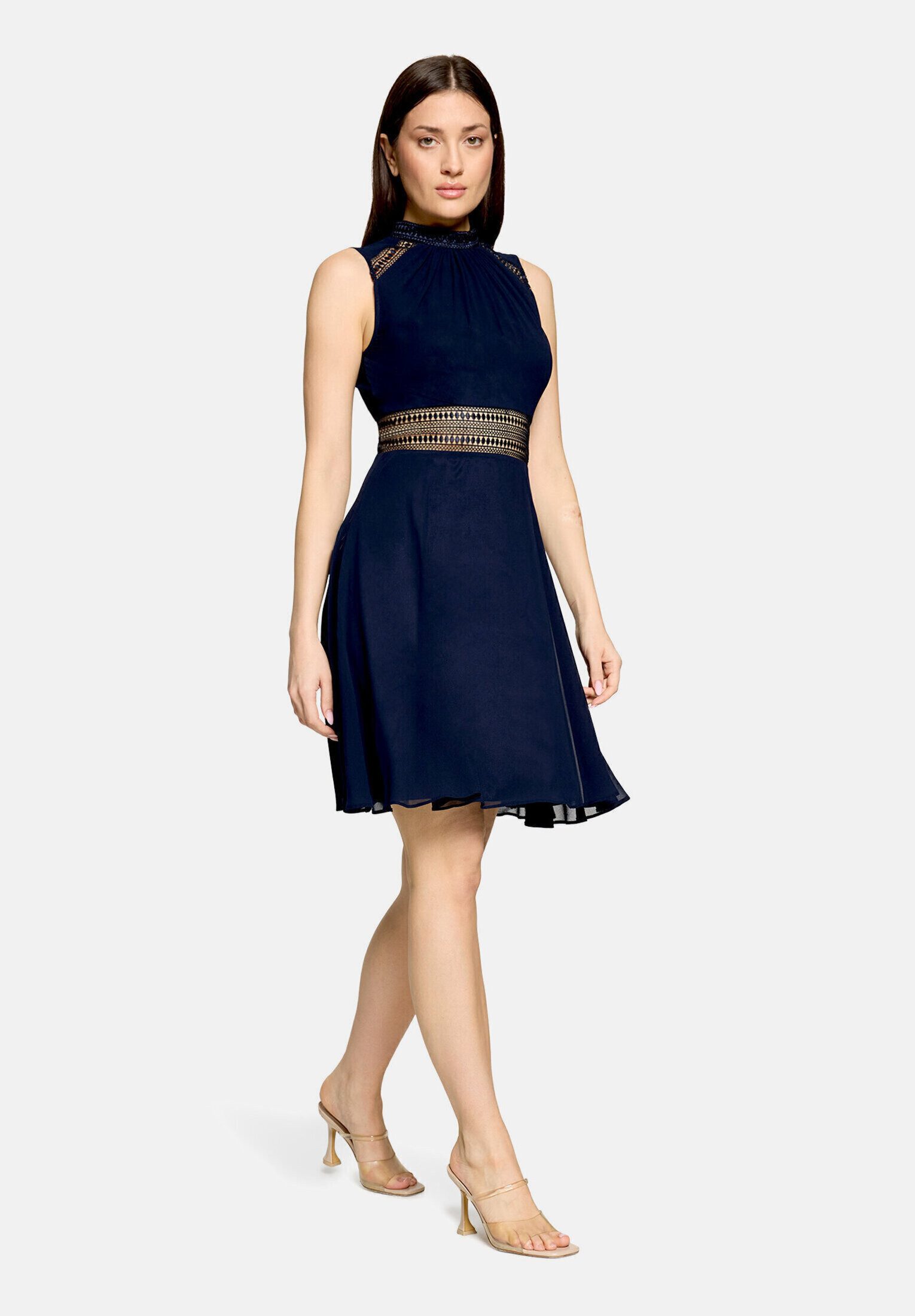 Vera Mont Cocktailkleid Damen mit Spitzeneinsatz Aufgesteppte Bänder