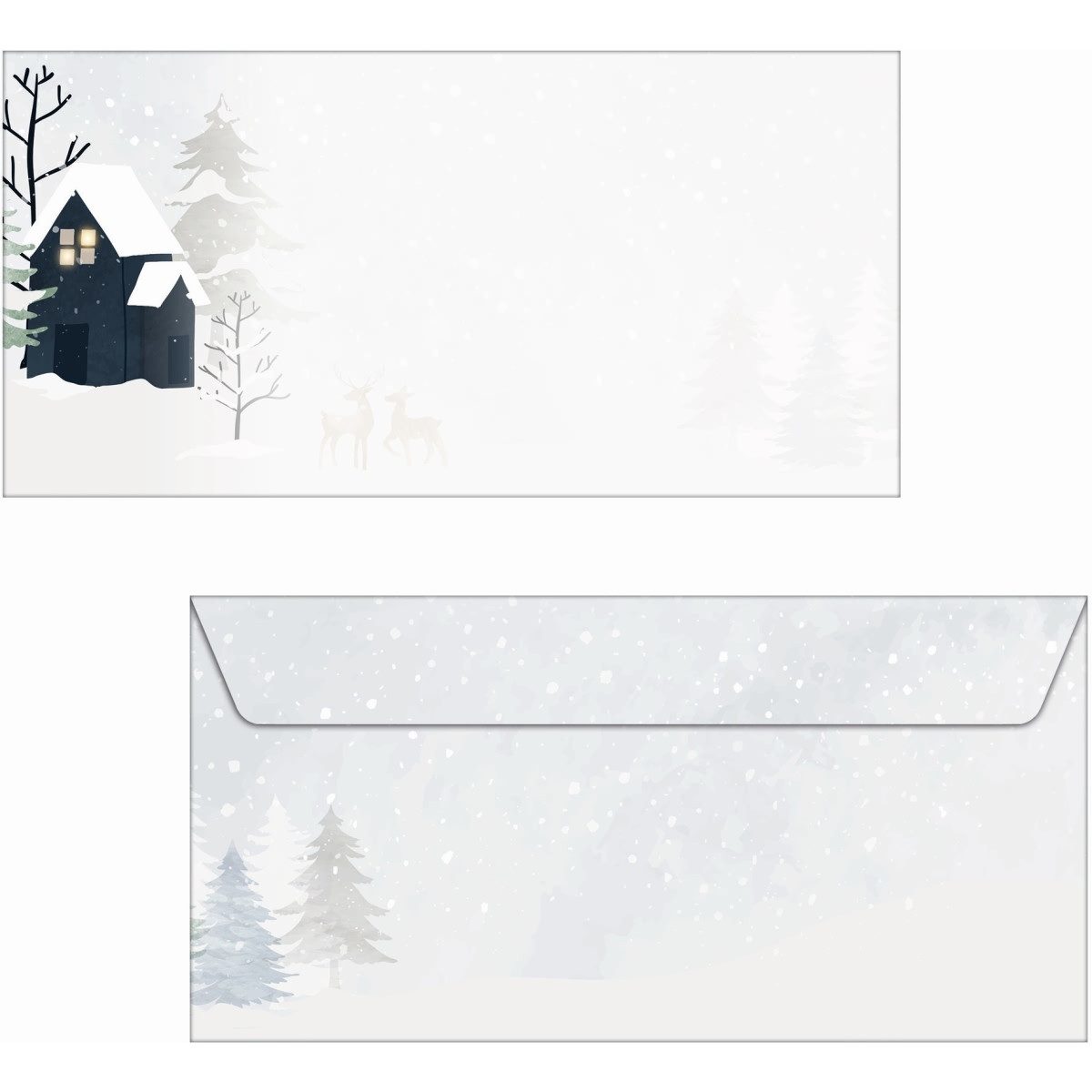 Sigel Briefumschlag Weihnachtsumschlag DIN lang 90g 25 Stück Cozy Christmas Watercolor