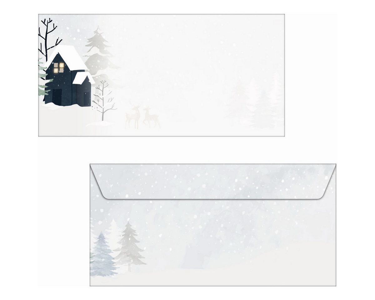 Thumbnail - Sigel Briefumschlag Weihnachtsumschlag DIN lang 90g 25 Stück Cozy Christmas Watercolor.