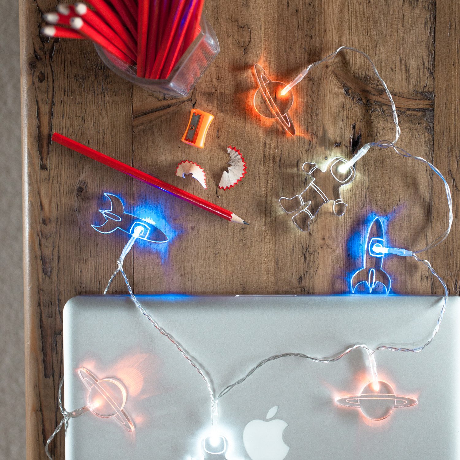 Lights4fun LED-Lichterkette Lunar Weltall Lichterkette batteriebetrieben