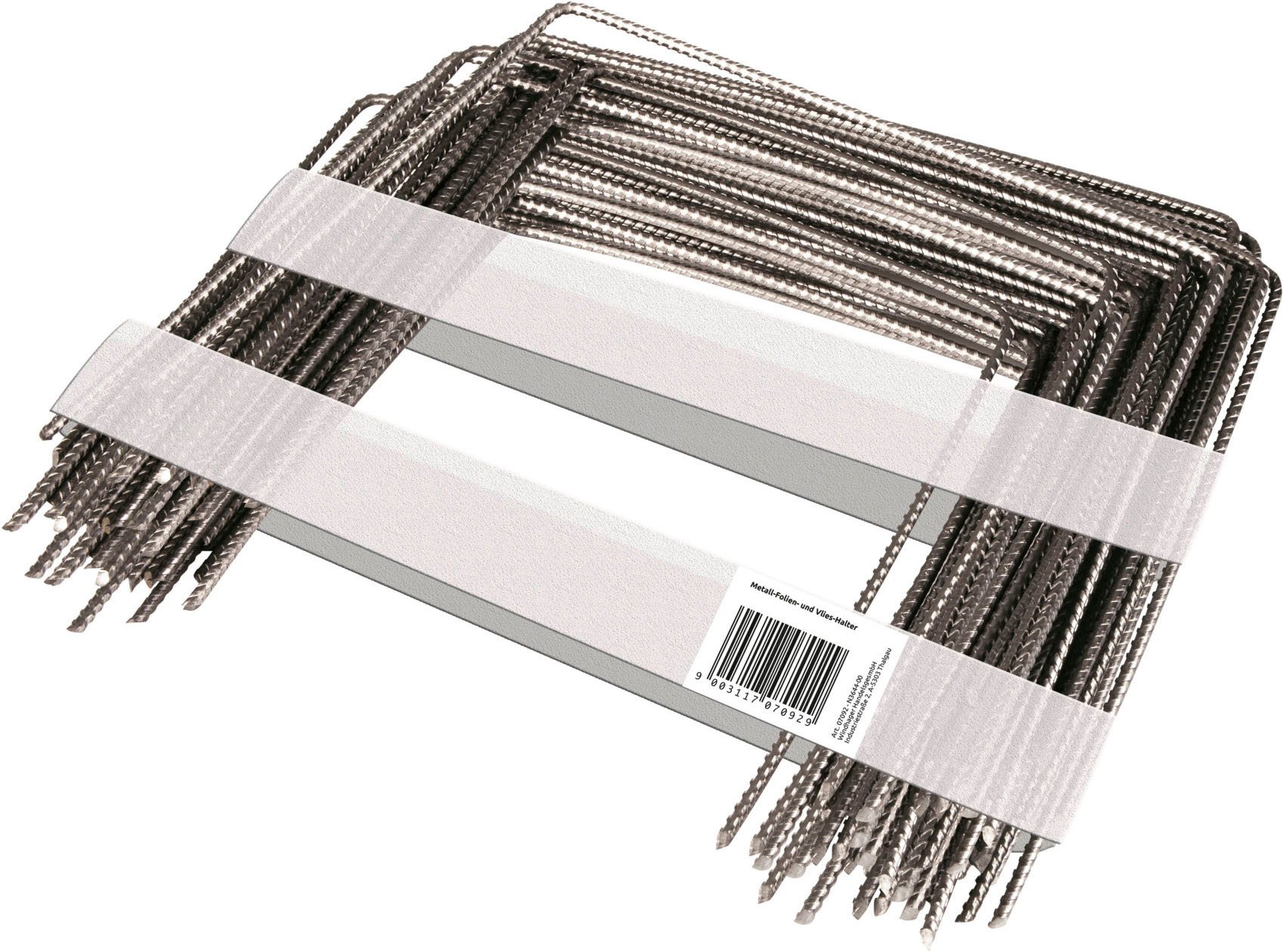 Windhager Bodenanker Befestigungshering gerippt aus Metall, wiederverwendbar 100 Stk., (Packung, 100-St), Bodenanker für Folien und Vlies, 20 x 25 cm, Ø 4 mm, verzinkt