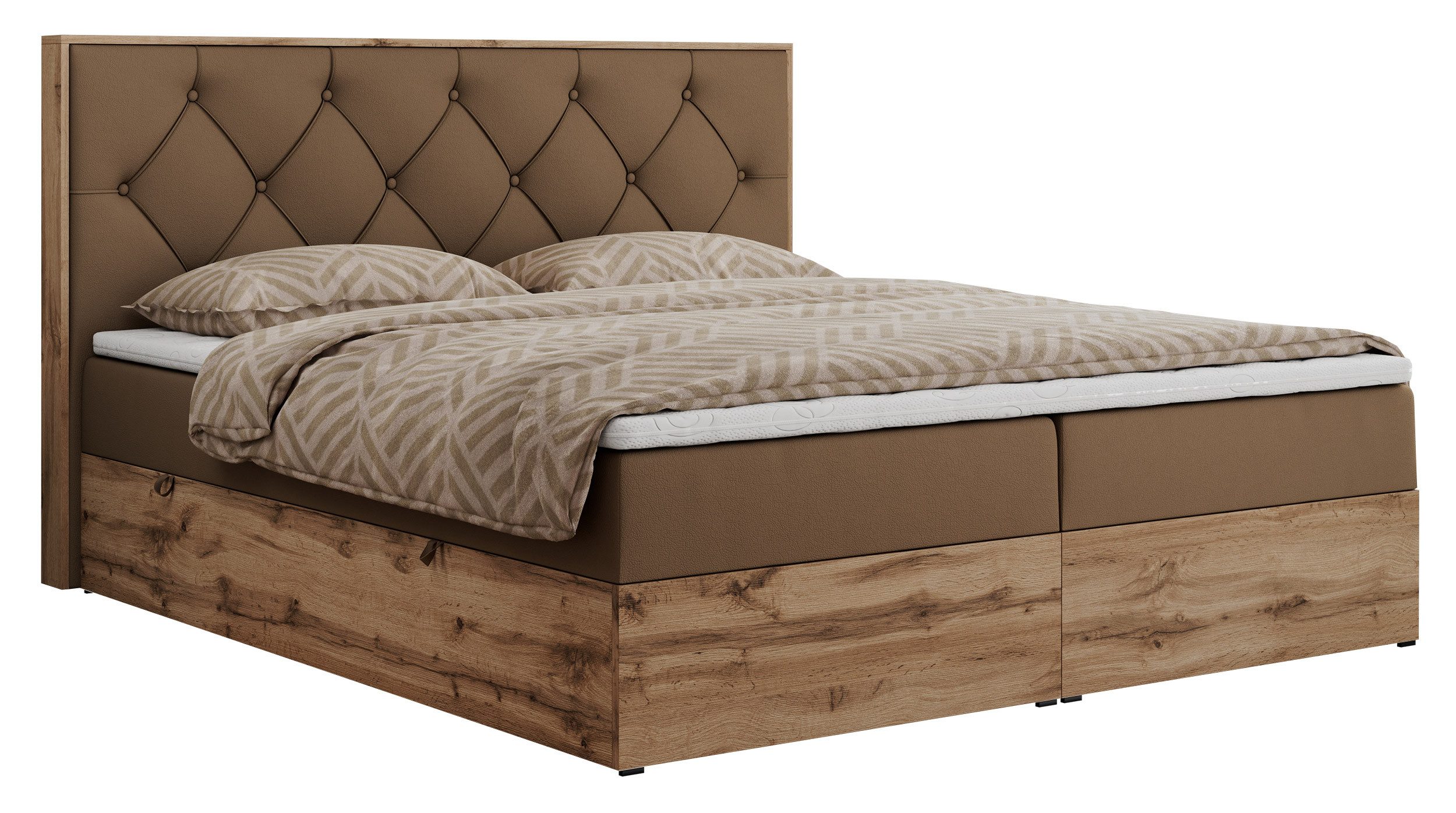 MKS MÖBEL Boxspringbett VENETO (Polsterbett, zwei Bettkästen, Topper T-25, günstig online kaufen