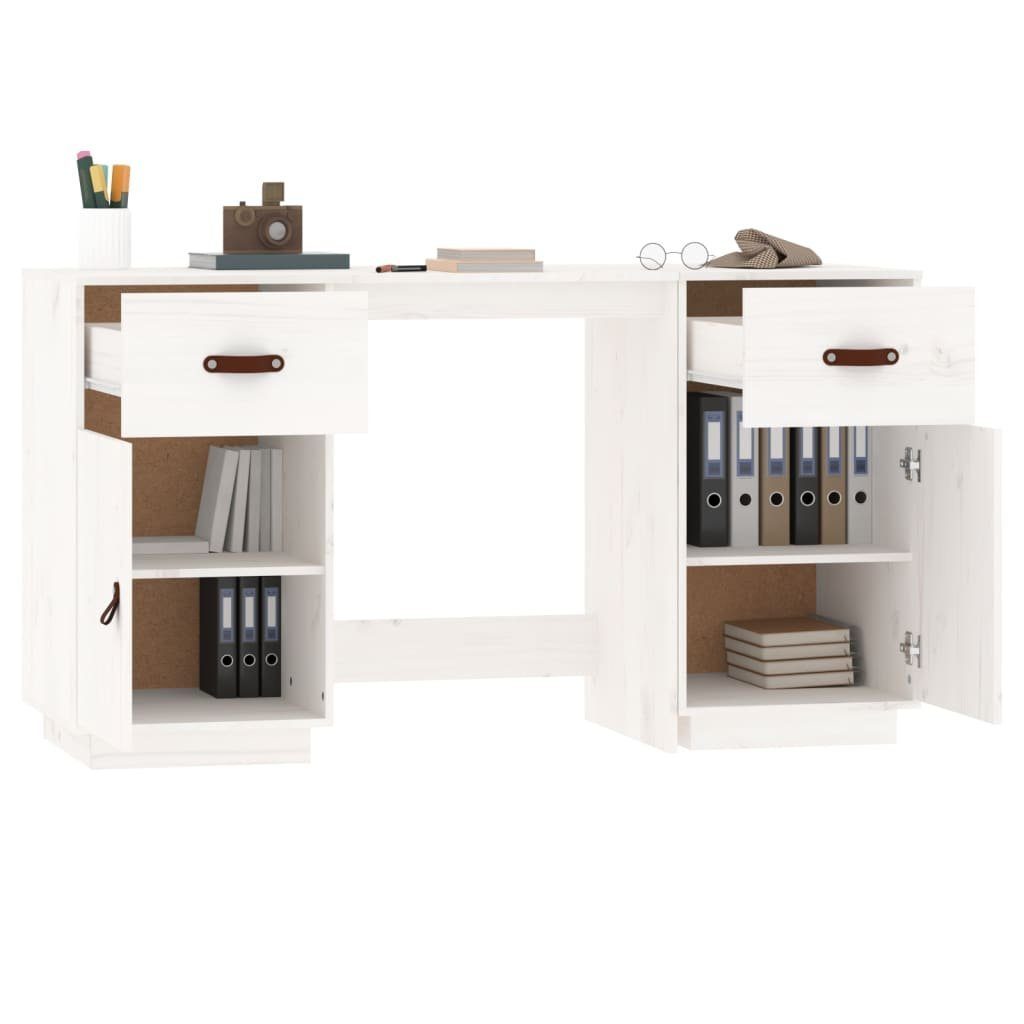 Weiß Weiß Schränken 135x50x75 Schreibtisch Weiß cm | Massivholz vidaXL mit Kiefer Schreibtisch