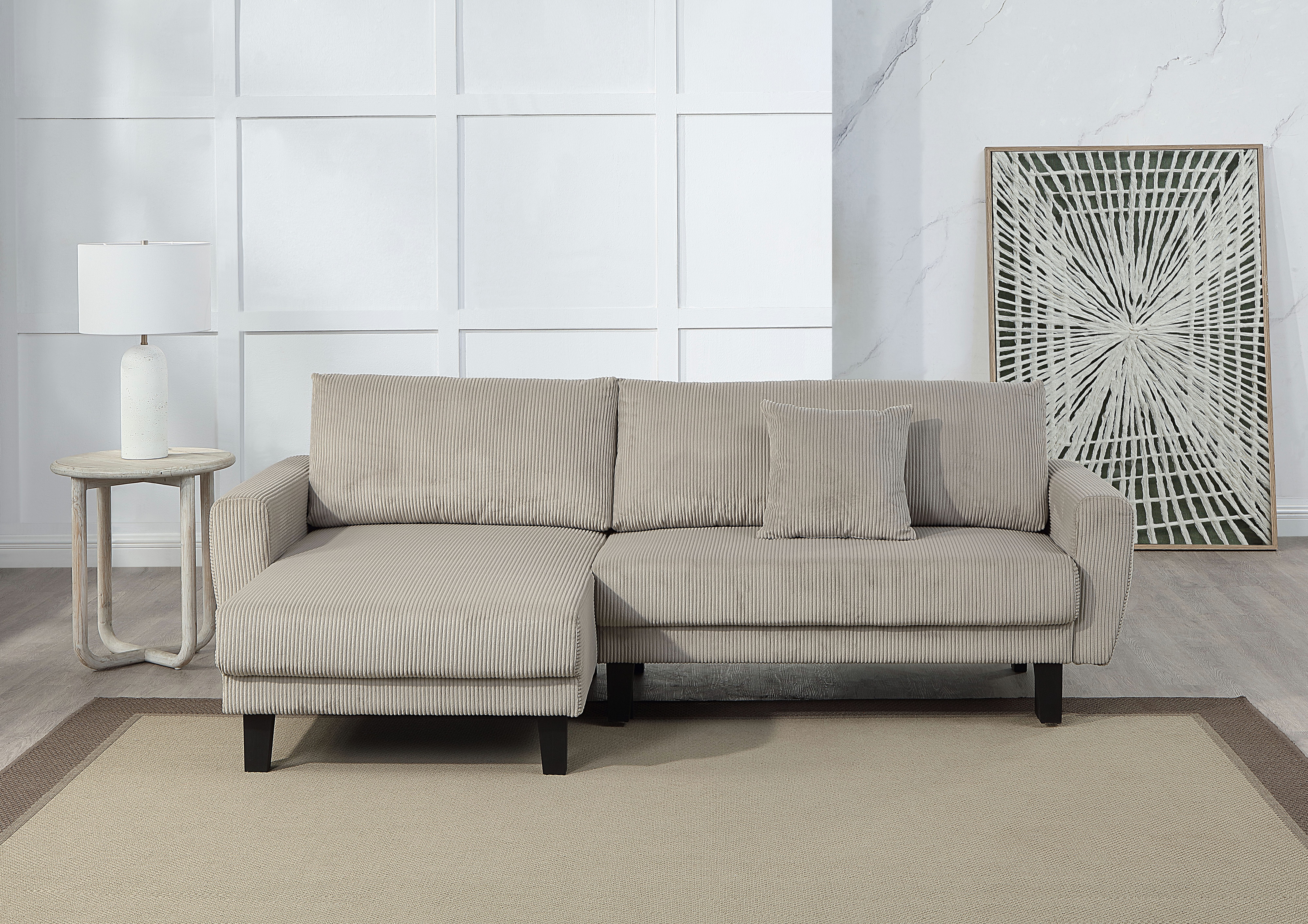 ATLANTIC home collection Ecksofa Leonid L-Form, mit Schlaffunktion und Bettkasten