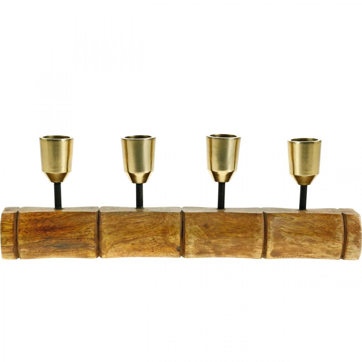 Florists Products Kerzenhalter Exklusiver Kerzenhalter aus Metall und Mangoholz im Bambuslook