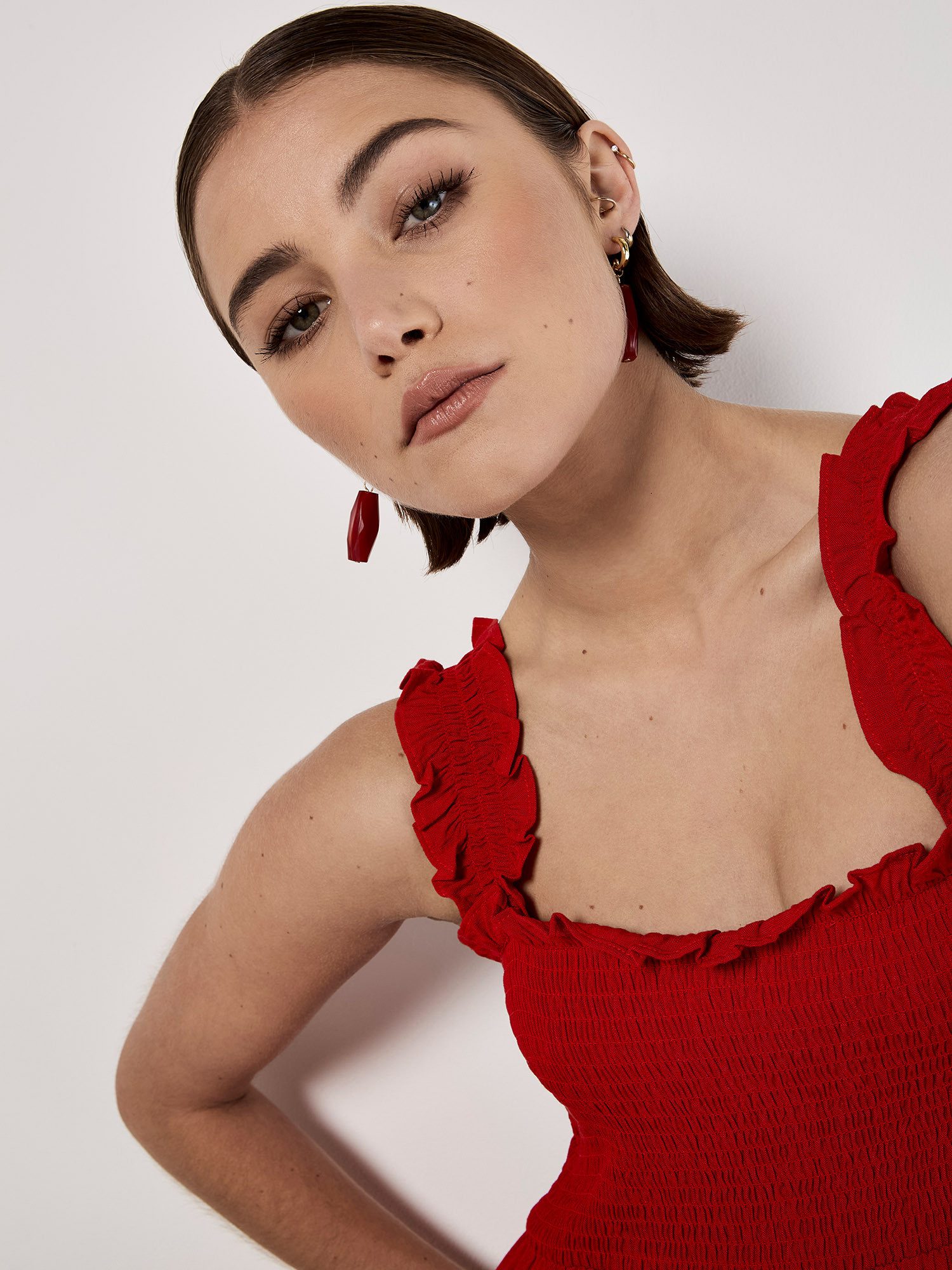 Apricot Midikleid Slub Viscose Smock Dress (1-tlg) mit Smockdetails günstig online kaufen