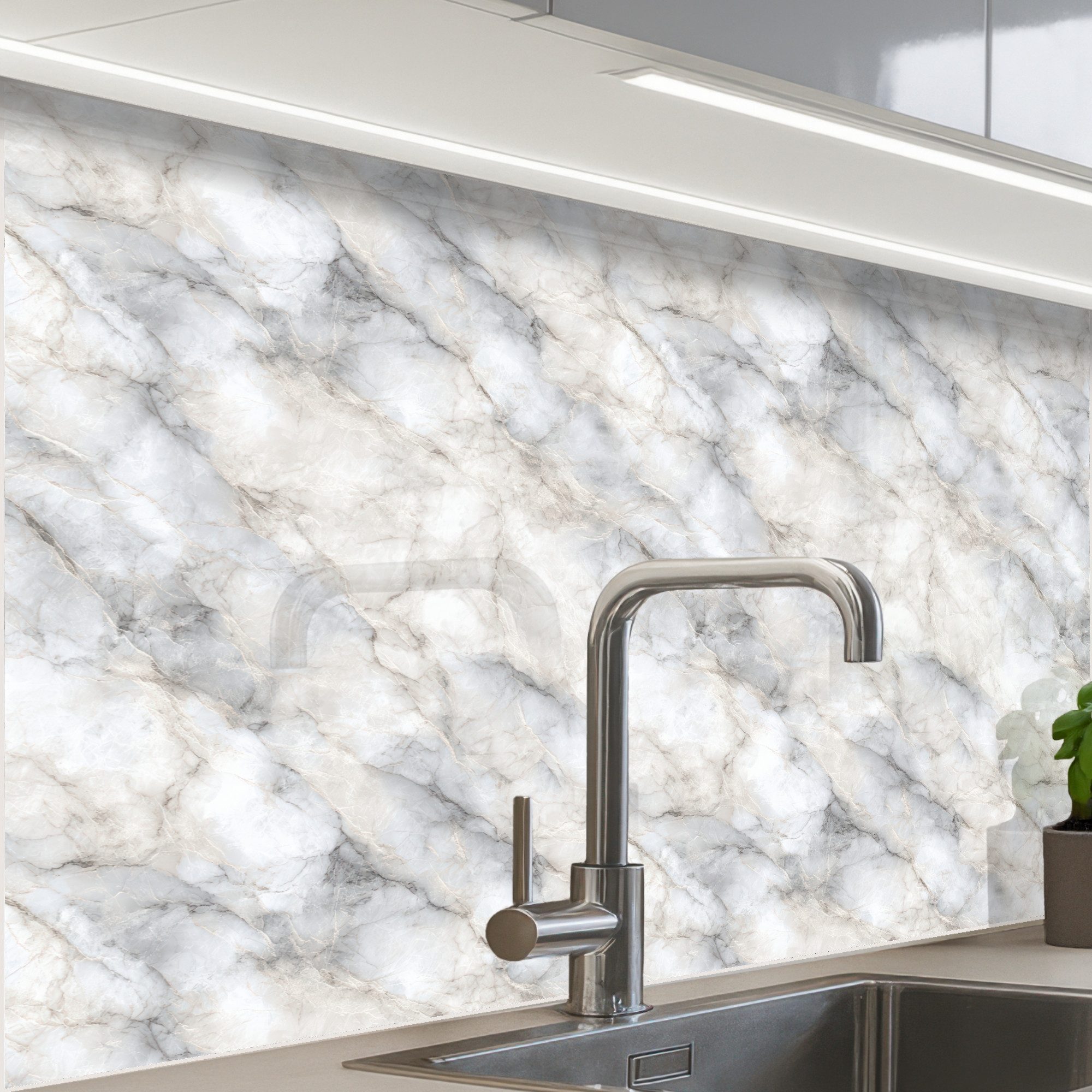 KitchenYeah Küchenrückwand Muster selbstklebend (keine Folie) Grau - Marmor - Detailliert, (1-tlg), Spritzschutz, Küche, Rückwand, Küchenwand, Küchenfront, 30x20 cm